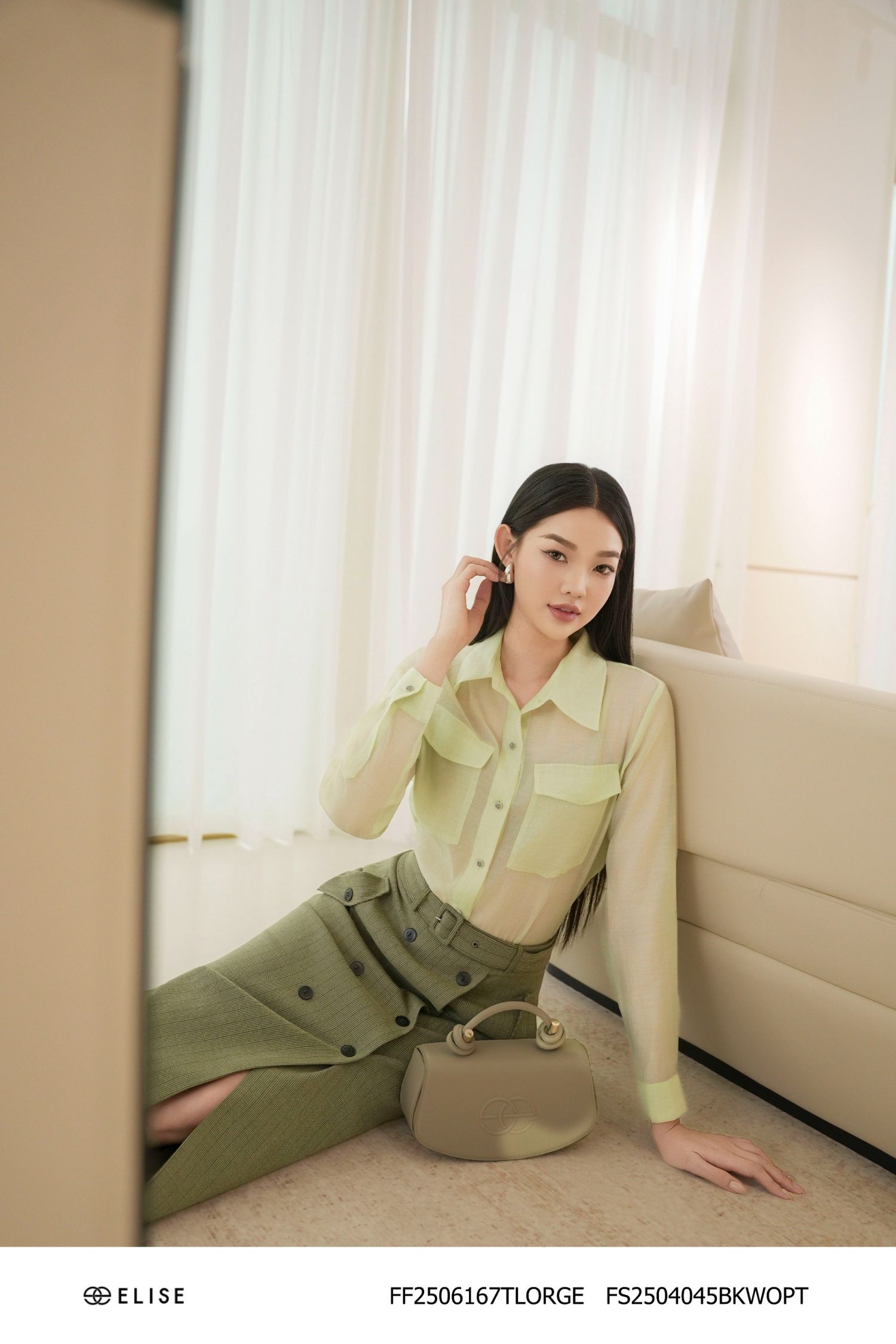JUPE KẺ Ô NHỎ XẾP TÀ PHỐI ĐAI EO