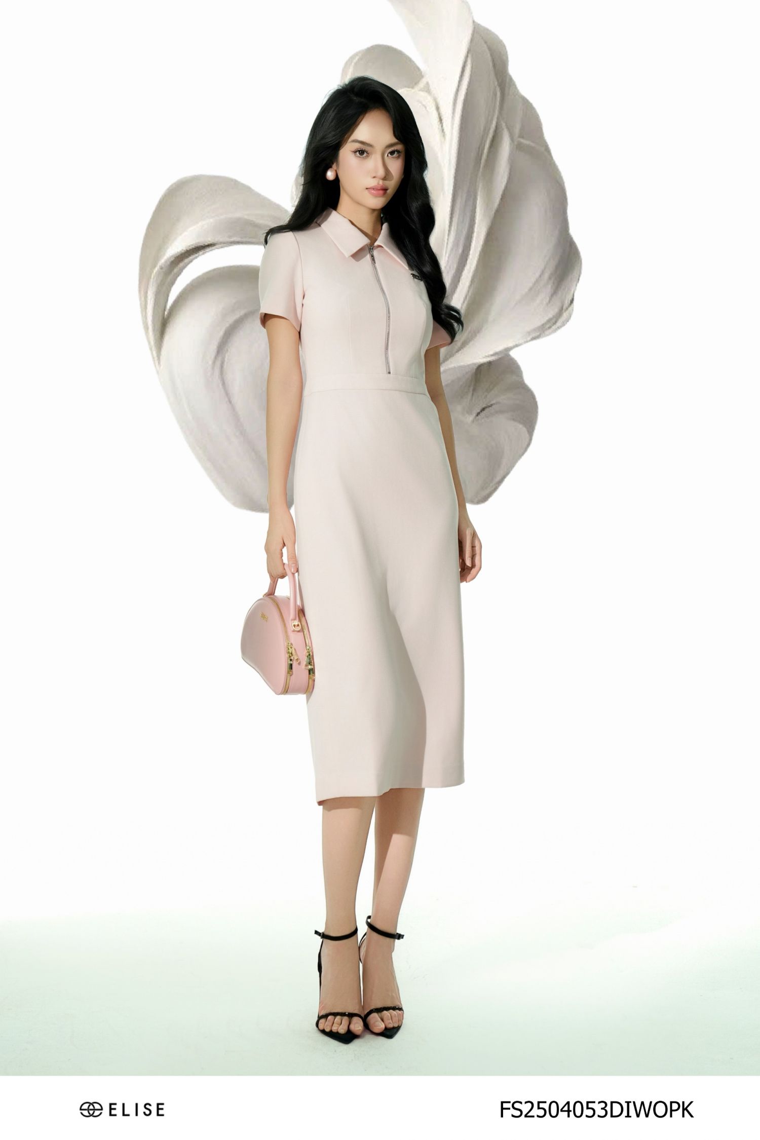 ĐẦM SẠN HỒNG NUDE CỔ ĐỨC