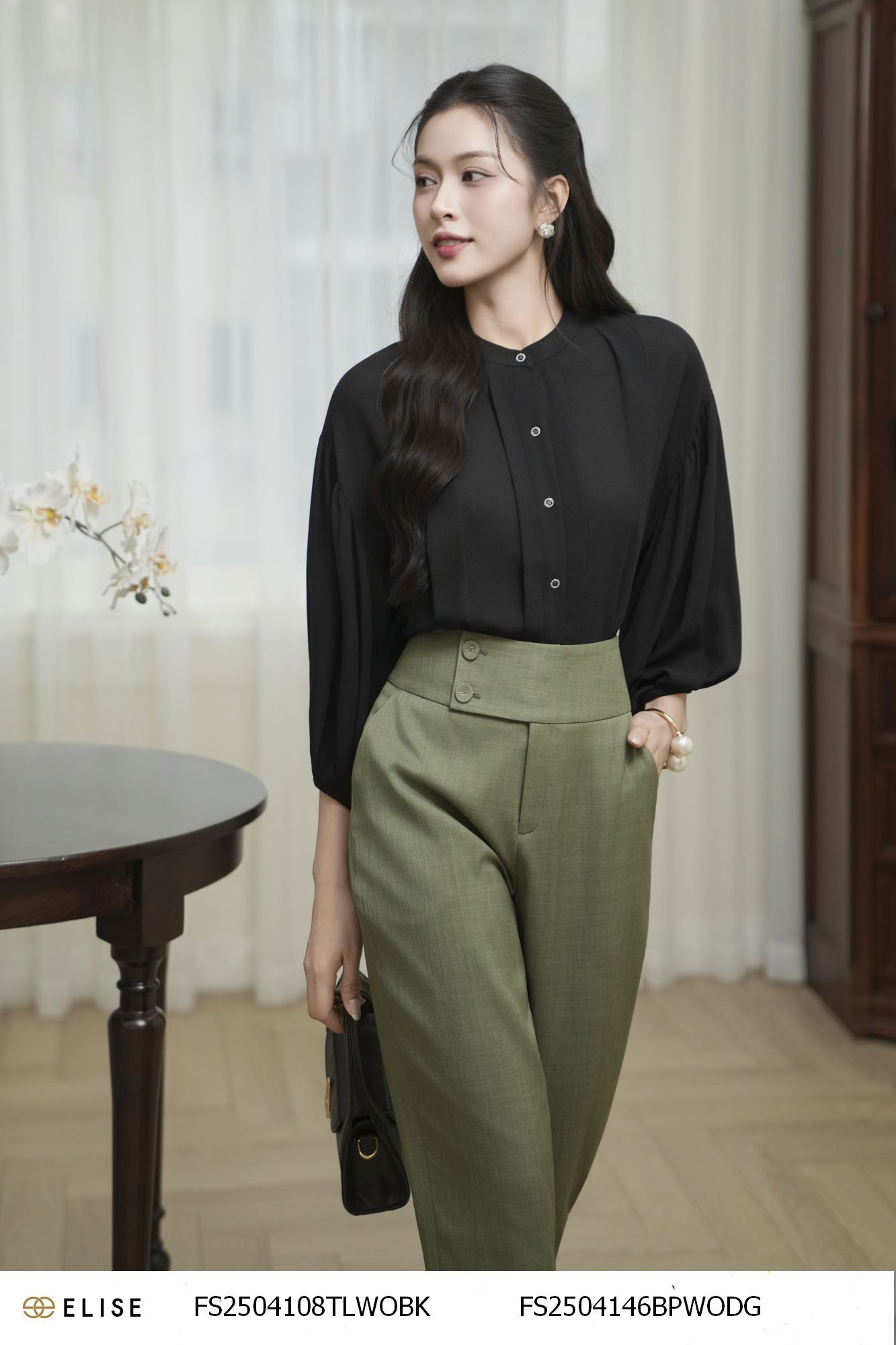 SM SẠN ĐEN CỔ TÀU XẾP LY NẸP