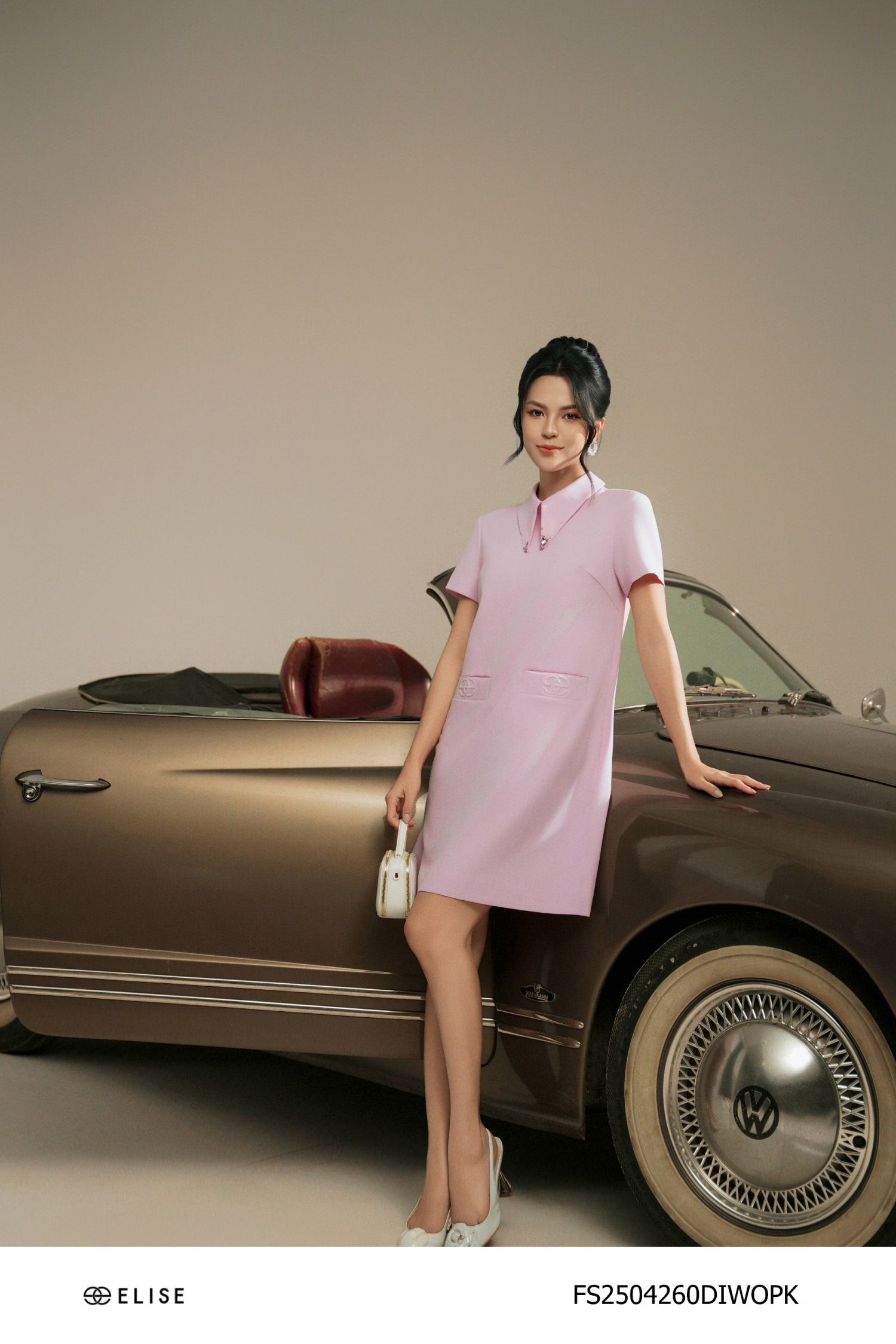ĐẦM SẠN SUÔNG HỒNG TÍM CỔ ĐÍNH ĐÁ