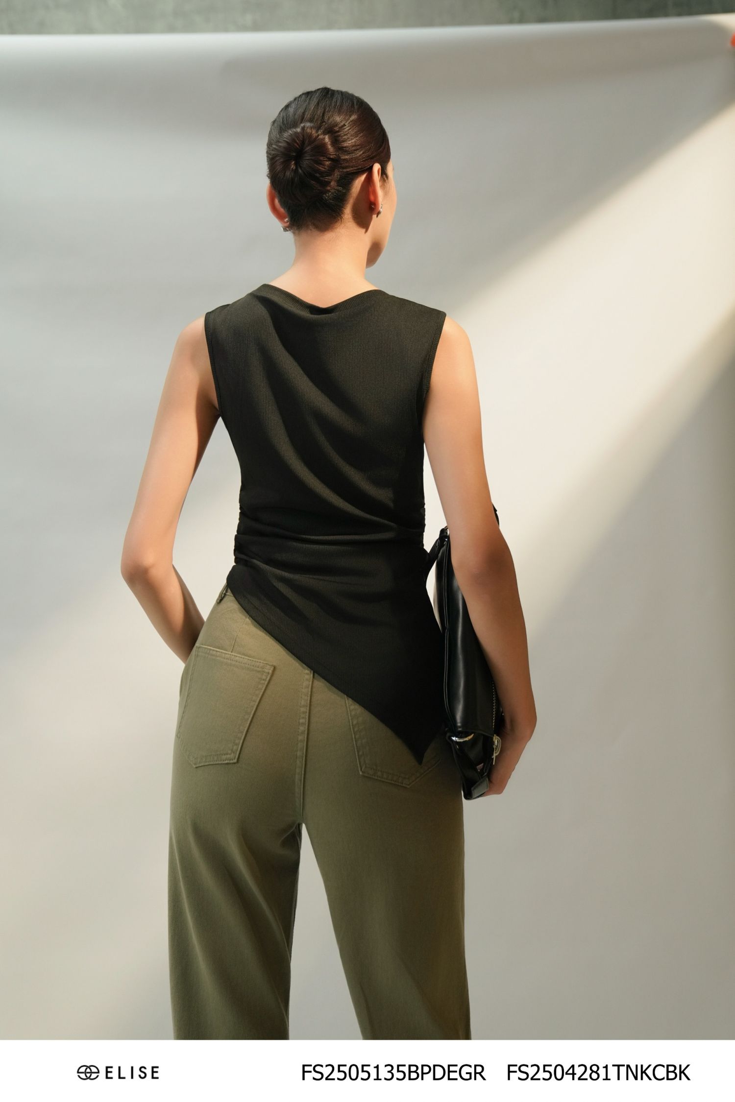 QUẦN DENIM GHI LOE ỐNG VẨY