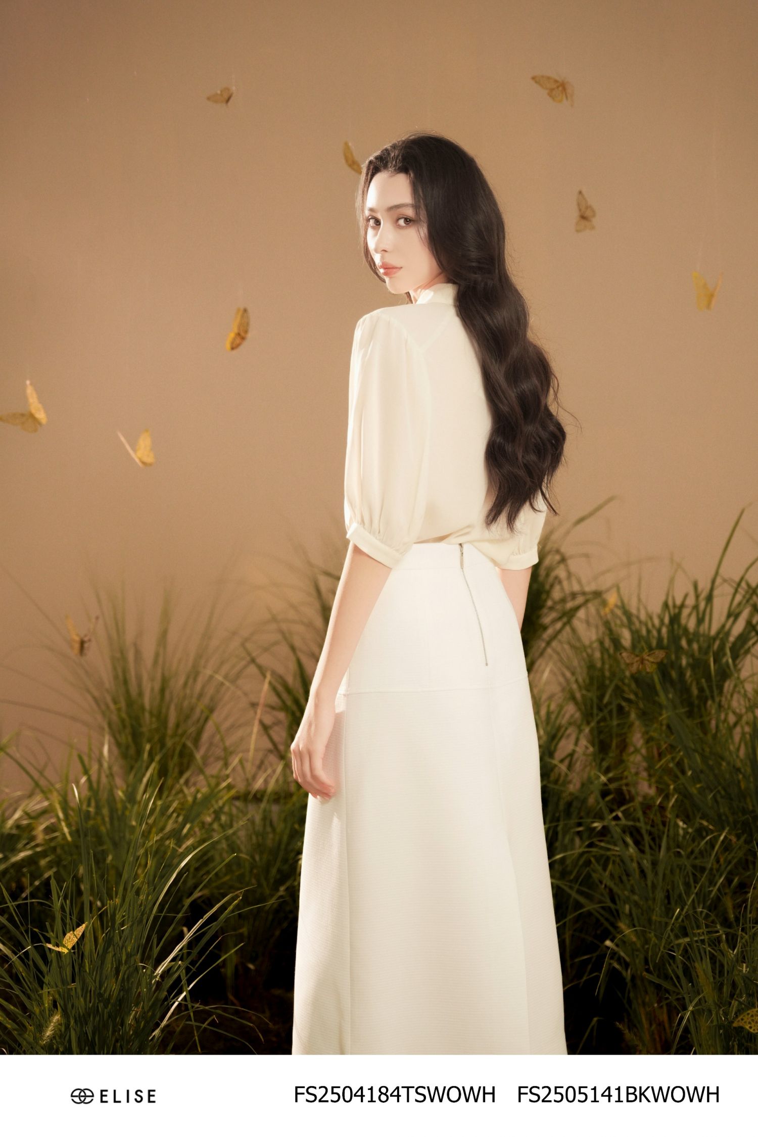 JUPE VÂN TRẮNG TÚI CHÉO