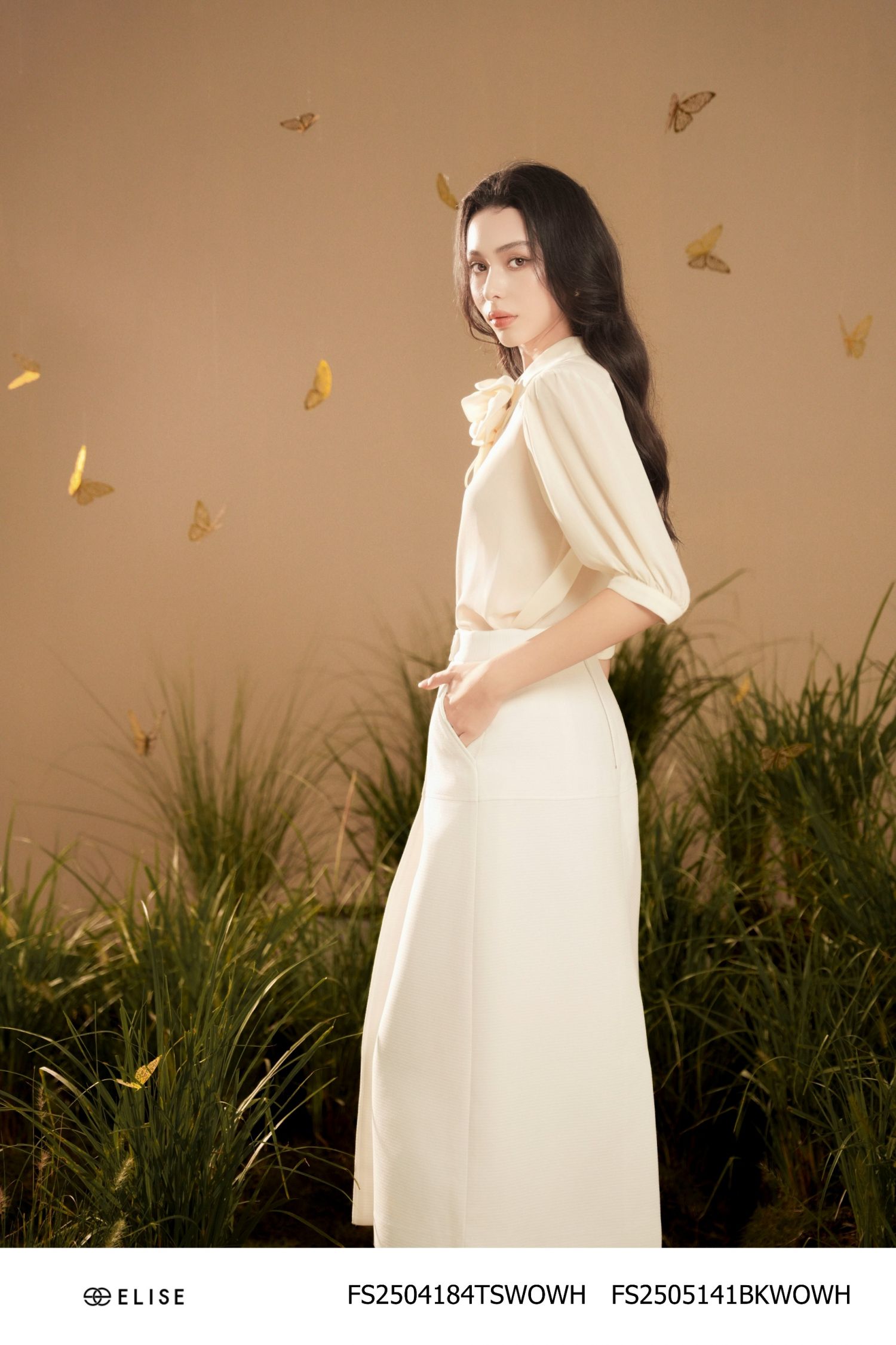 JUPE VÂN TRẮNG TÚI CHÉO