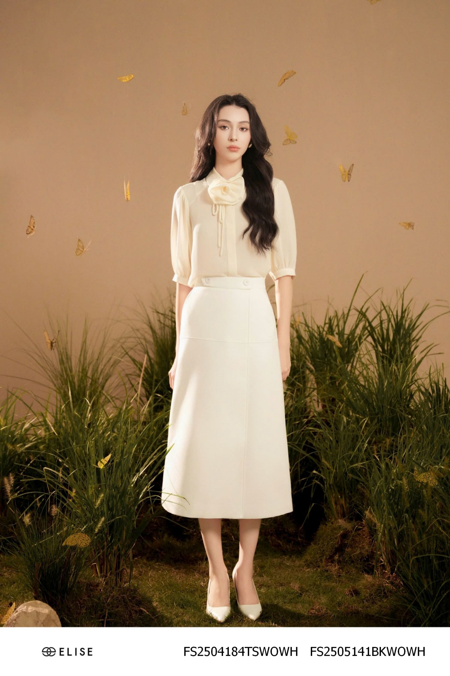 JUPE VÂN TRẮNG TÚI CHÉO