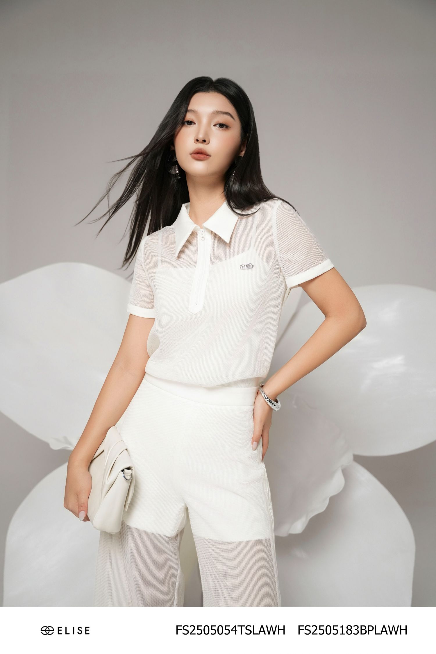 QUẦN LƯỚI CHỈ TRẮNG PHỐI CẠP