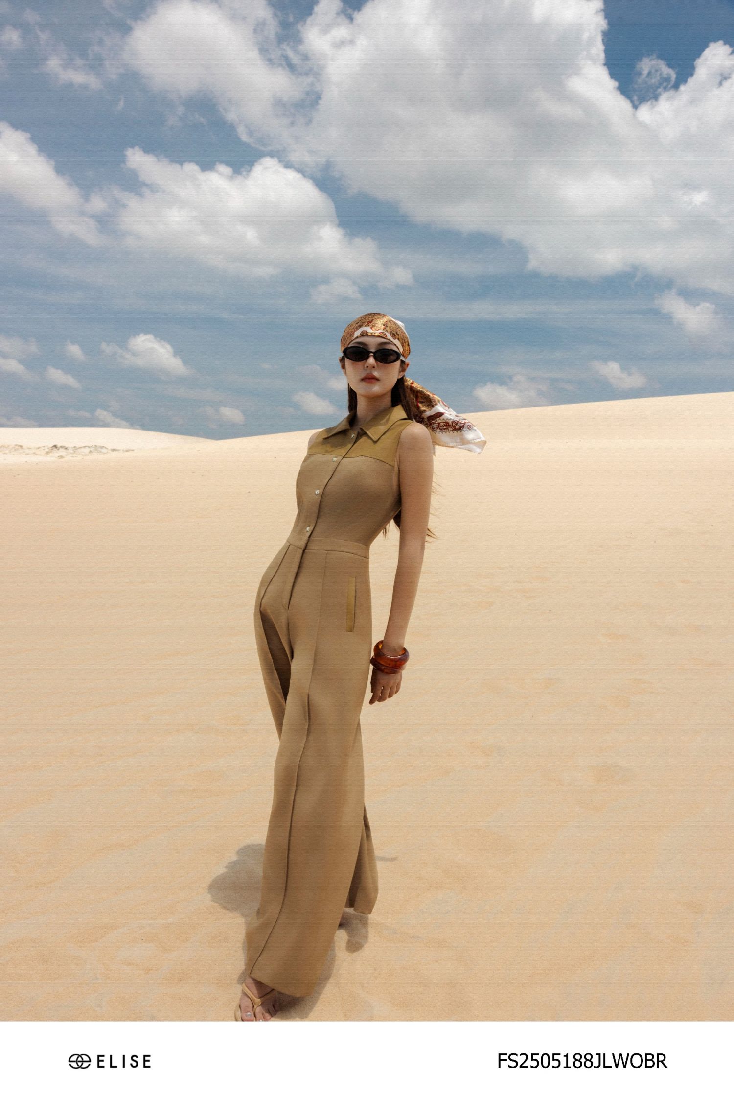 JUMPSUIT NÂU DÀI PHỐI DA