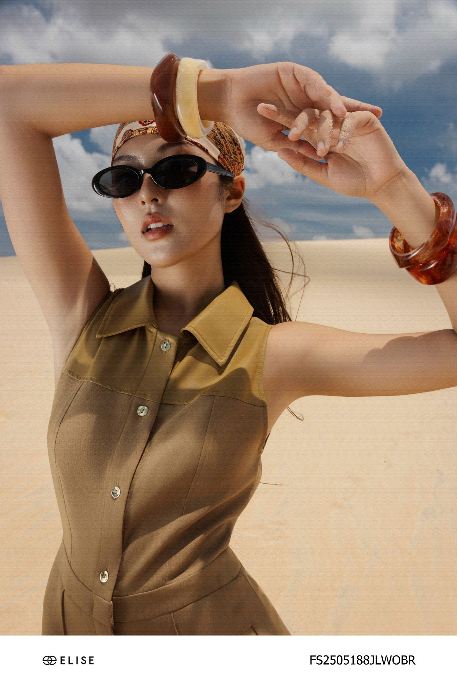 JUMPSUIT NÂU DÀI PHỐI DA
