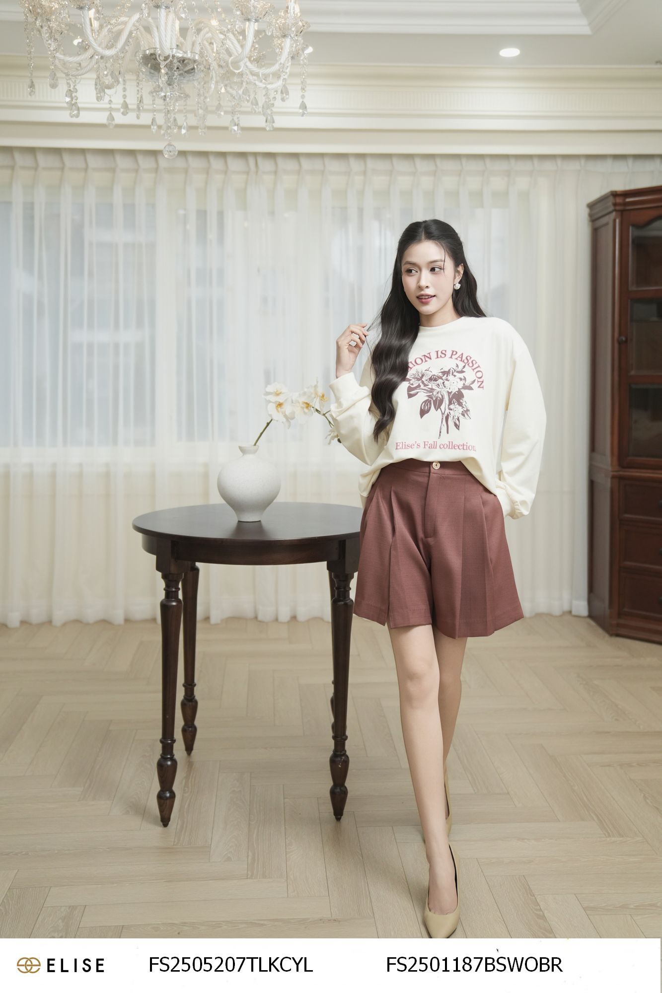 QUẦN SOOC SỢI NÂU ĐẤT XẾP LY