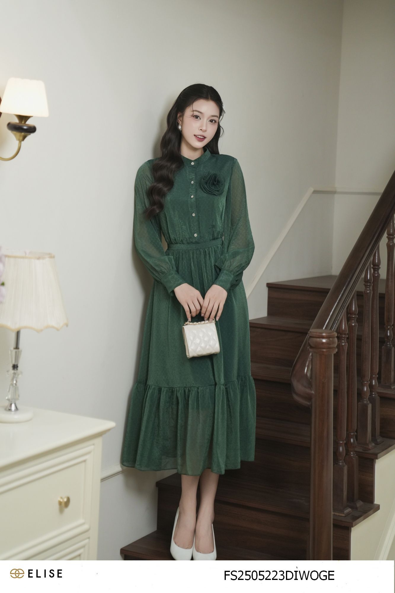 ĐẦM TƠ SỢI NỔI XANH LÁ THẪM