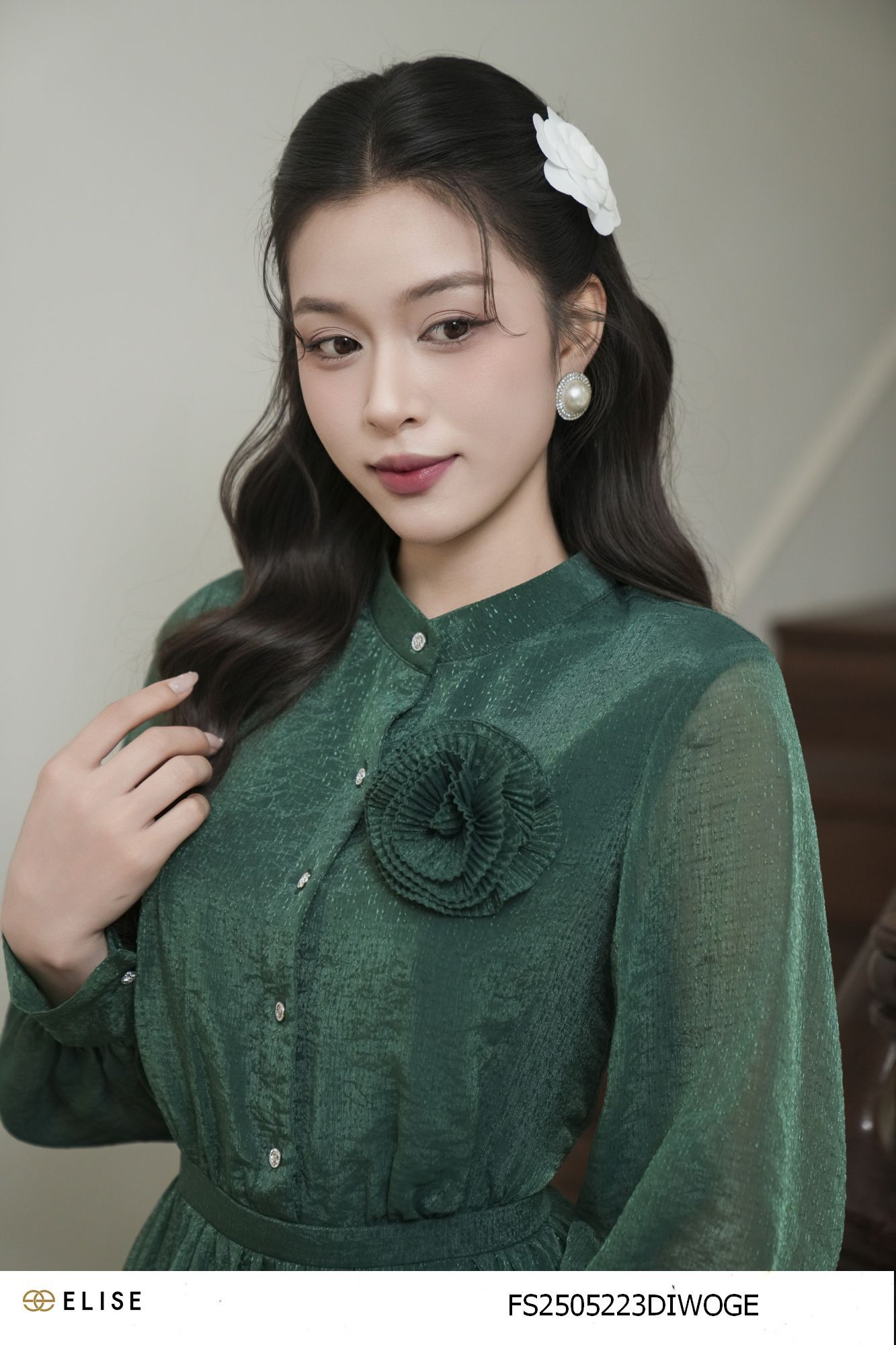 ĐẦM TƠ SỢI NỔI XANH LÁ THẪM