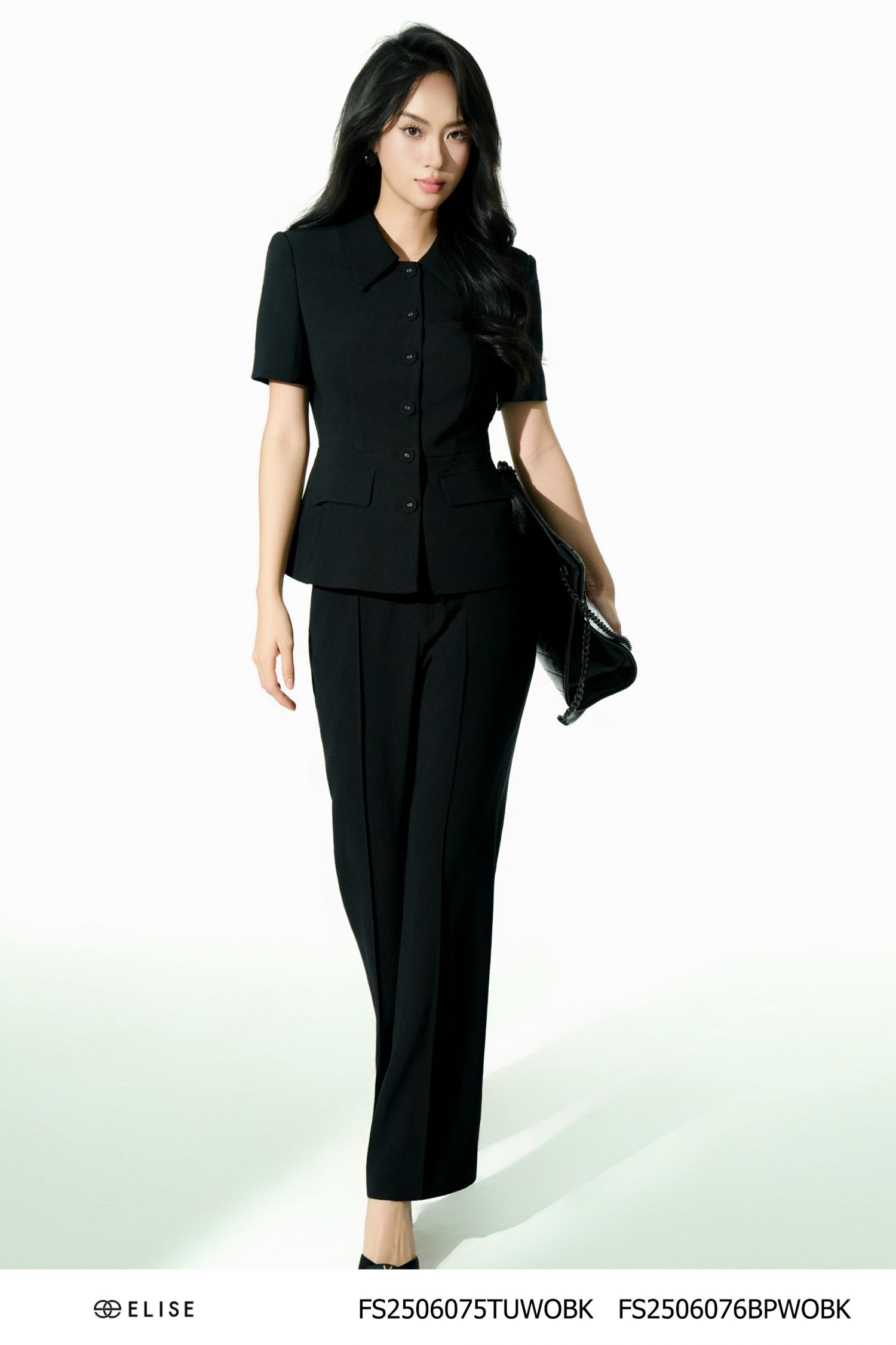 ÁO NGẮN TAY ĐEN PEPLUM