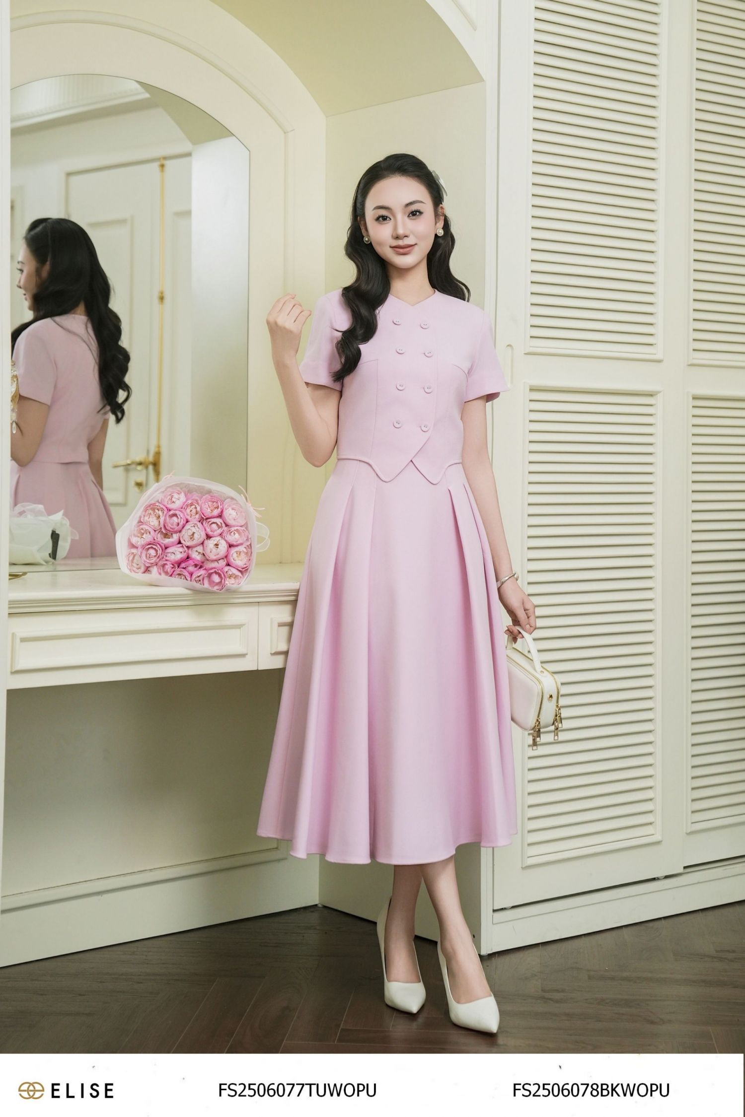ÁO HỒNG ĐẬM NGẮN TAY VẠT LƯỢN