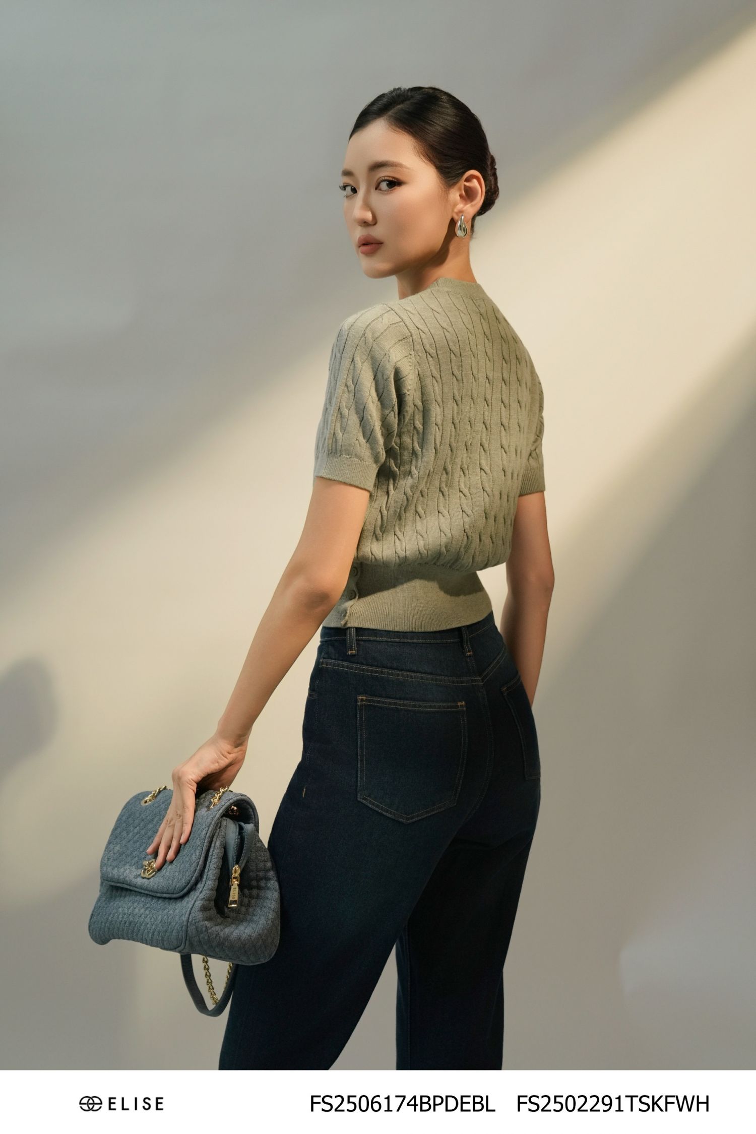 QUẦN DENIM ỐNG LOE XANH BẤU MÍ
