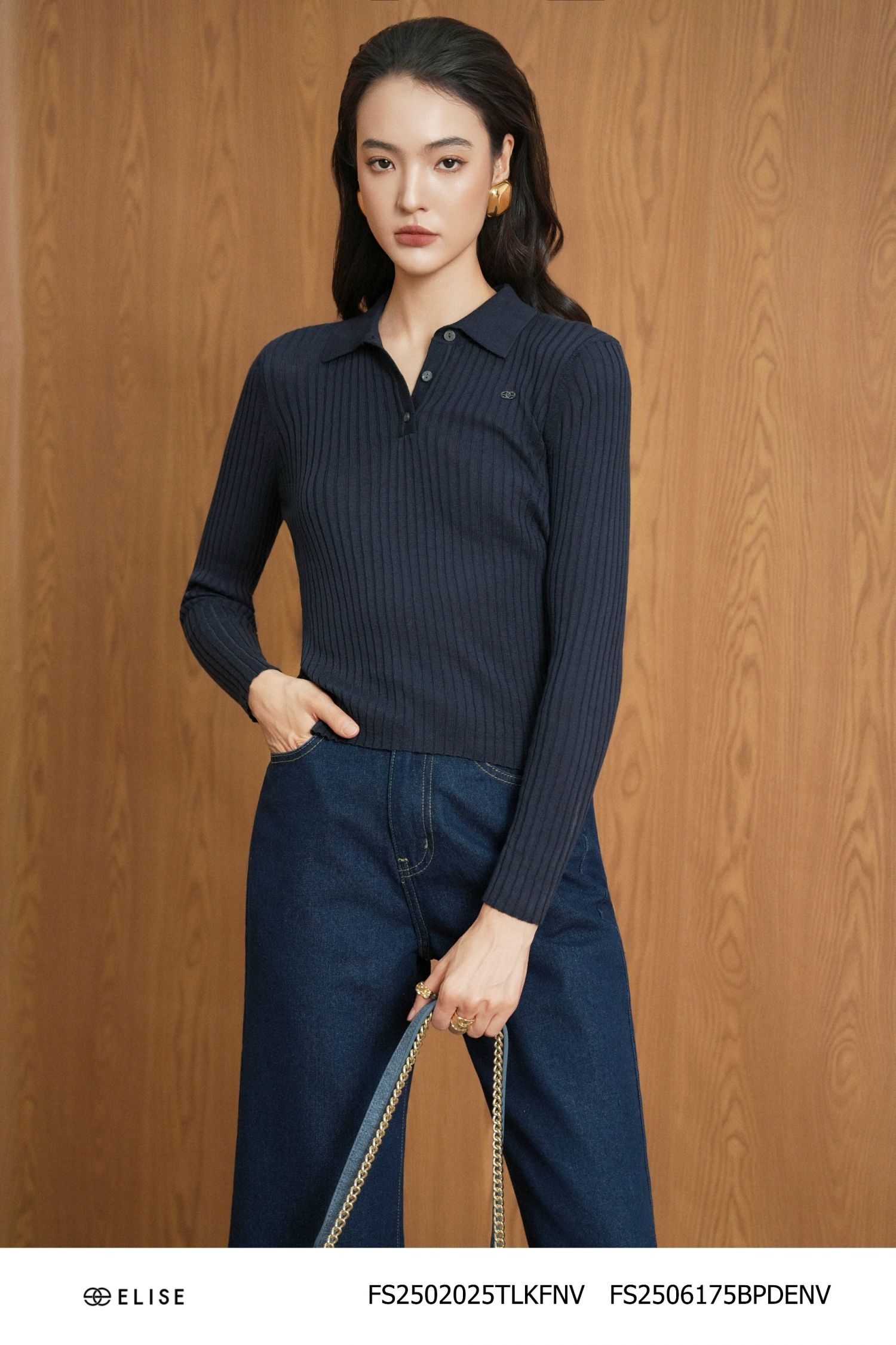 QUẦN DENIM SUÔNG GẤU LƠVÊ THÊU CHỮ ELISE