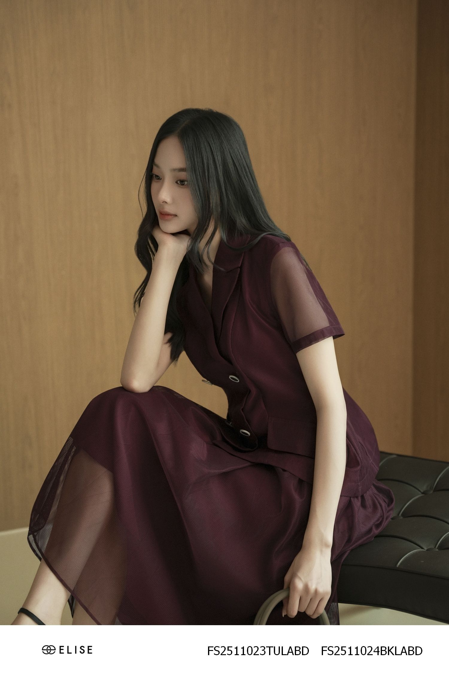 VEST LƯỚI ĐỎ NÂU NẮP TÚI CHÉO ĐAI EO
