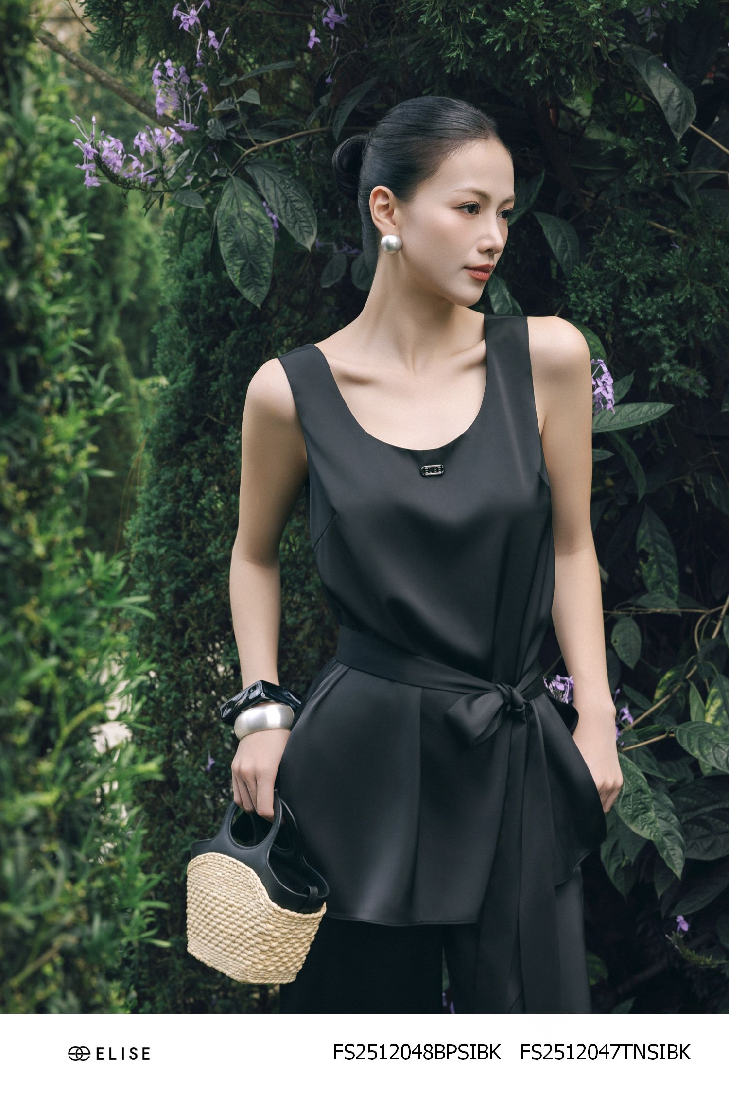 QUẦN LỤA SUÔNG ĐEN TÚI CHÉO