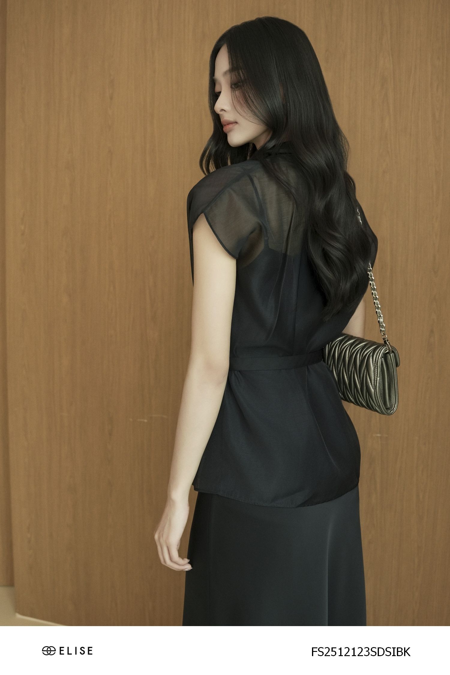 SET ĐẦM LỤA ĐEN KÈM ÁO TƠ ĐAI EO
