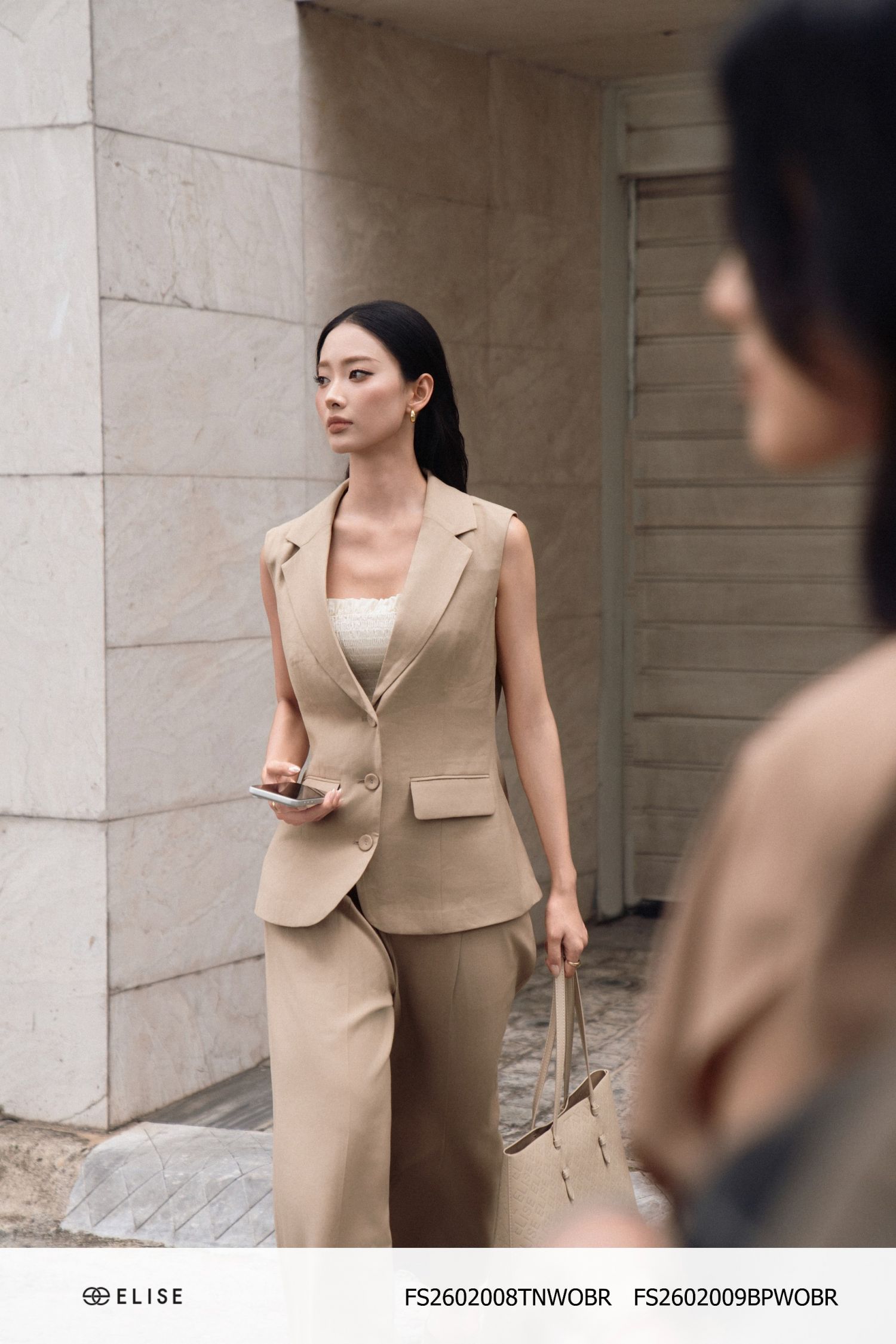 QUẦN SUÔNG LINEN NÂU TÚI CHÉO