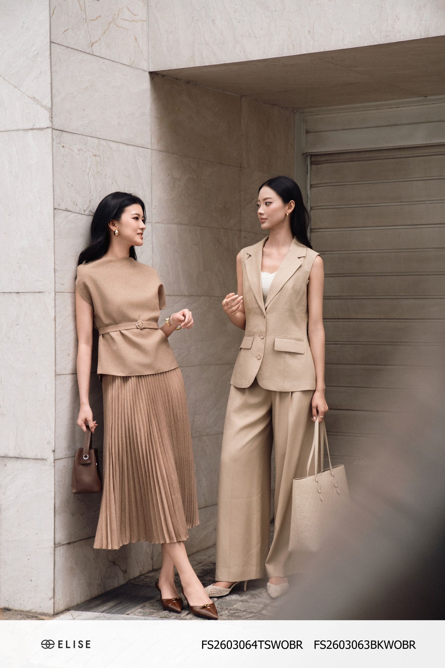 QUẦN SUÔNG LINEN NÂU TÚI CHÉO