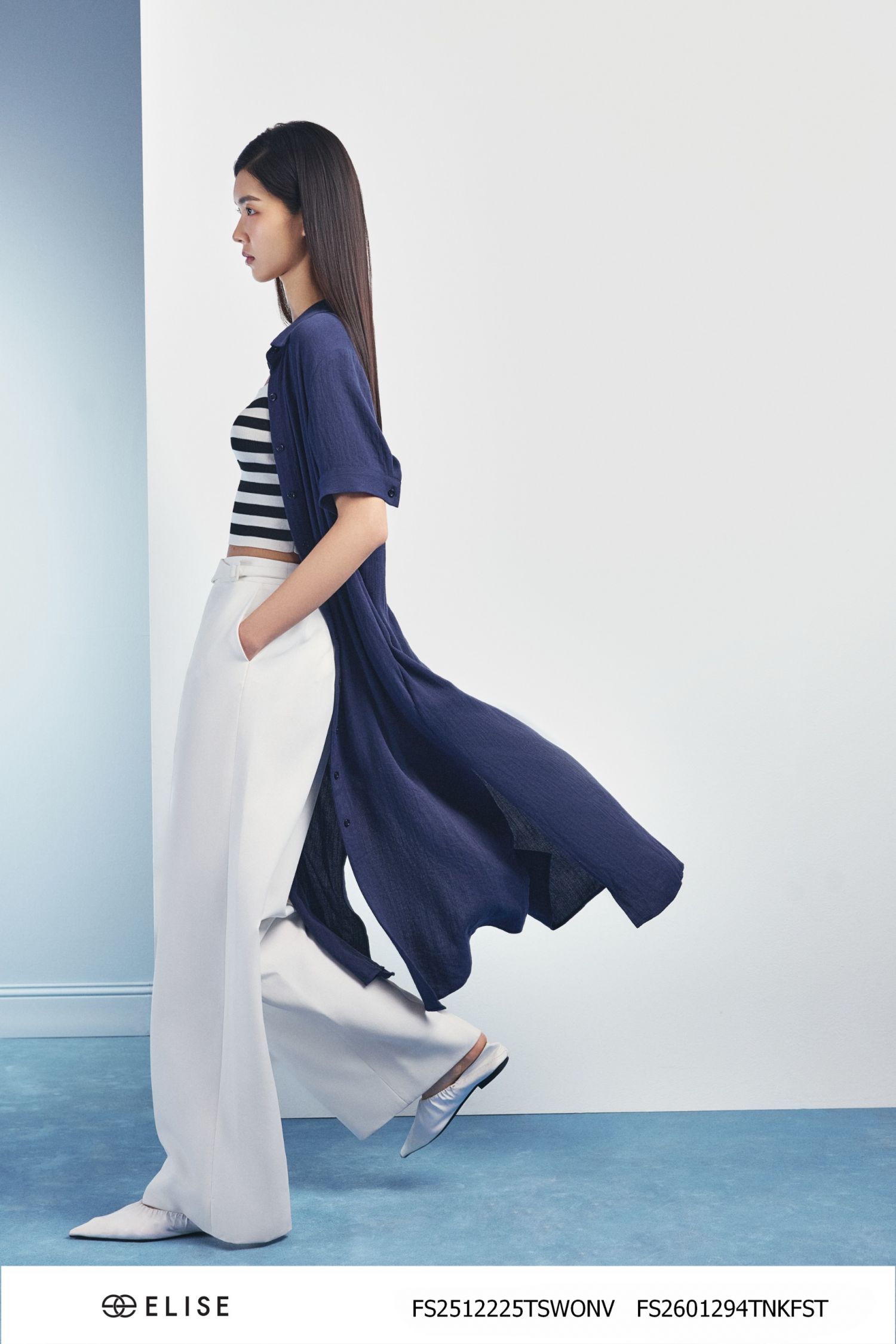 ÁO LINEN XANH THAN DÁNG DÀI XẺ TÁCH