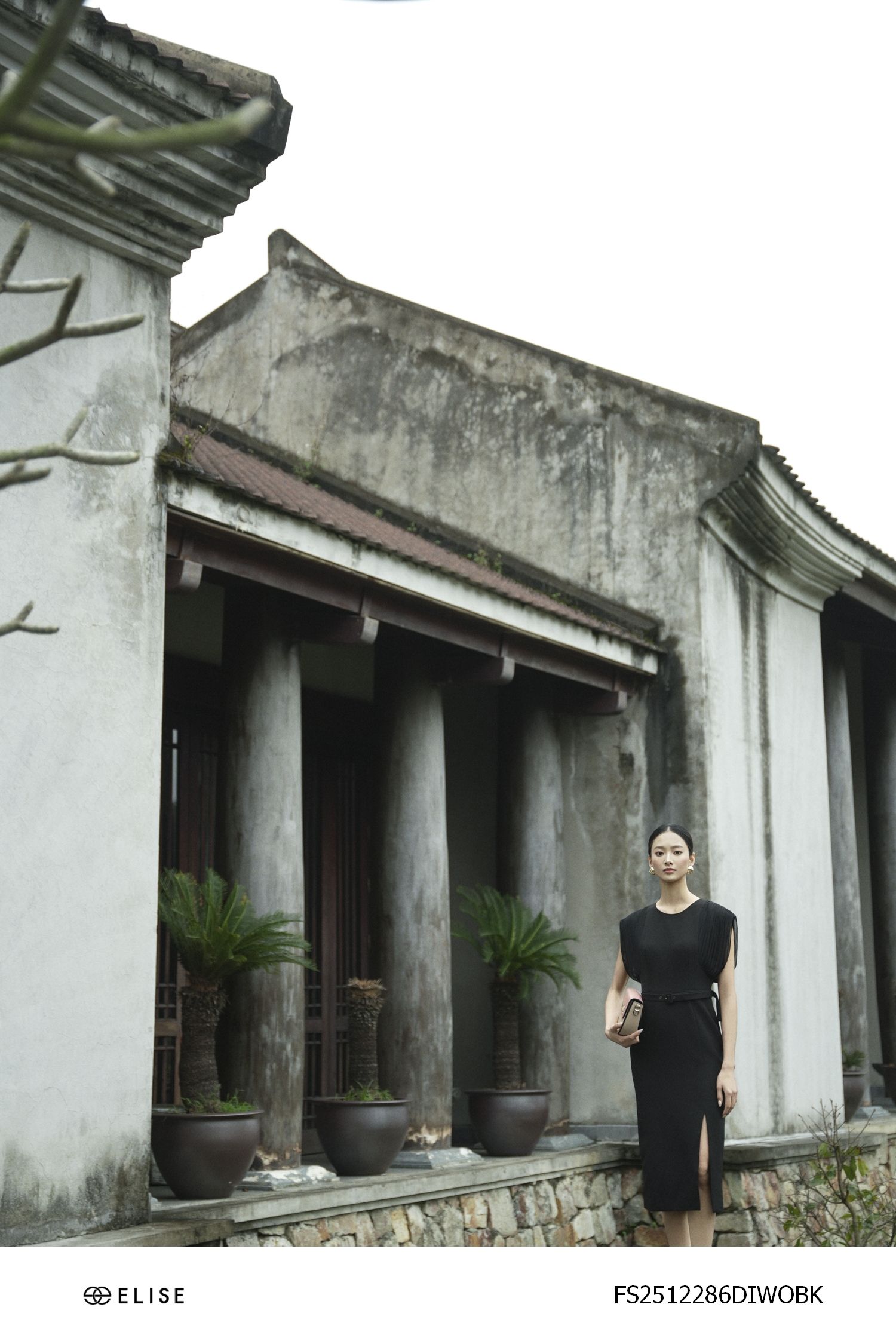 ĐẦM TUYTSY ĐEN TAY PHỐI CHIFFON DẬP LY