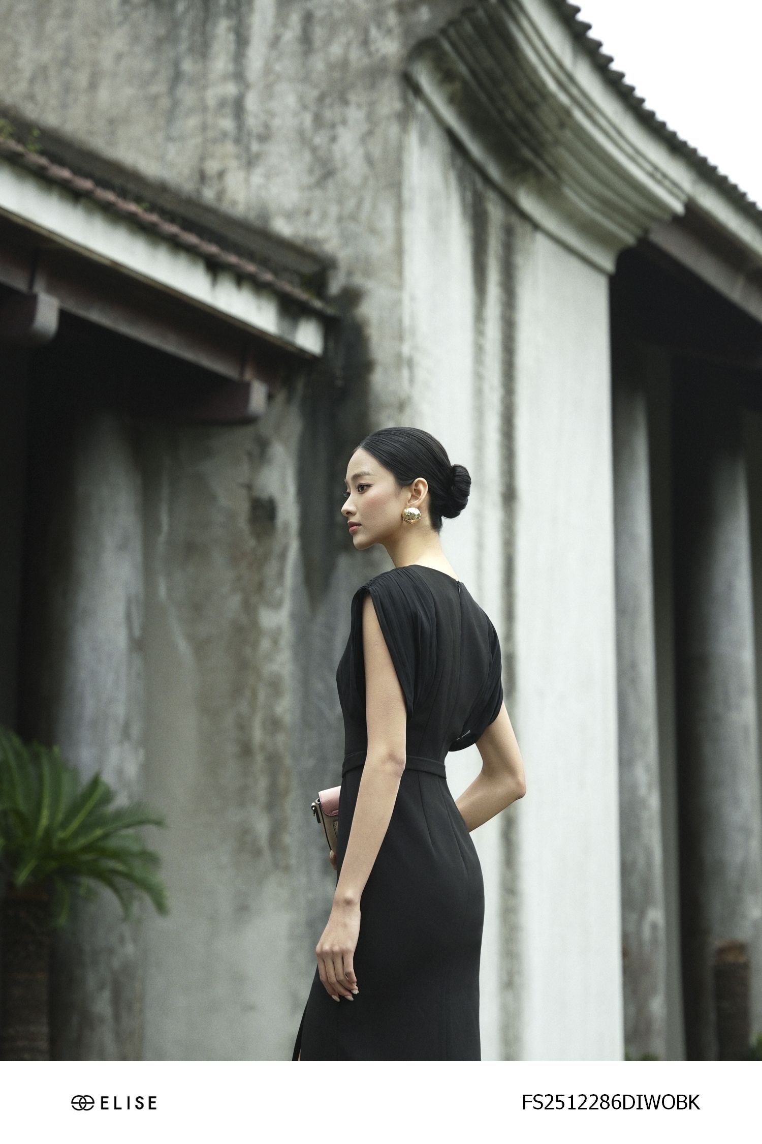ĐẦM TUYTSY ĐEN TAY PHỐI CHIFFON DẬP LY