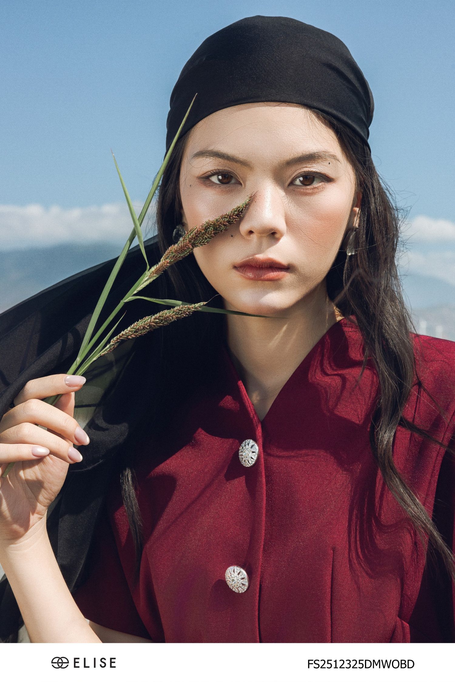 ĐẦM ĐỎ NÂU CỔ CHÉO ĐAI EO