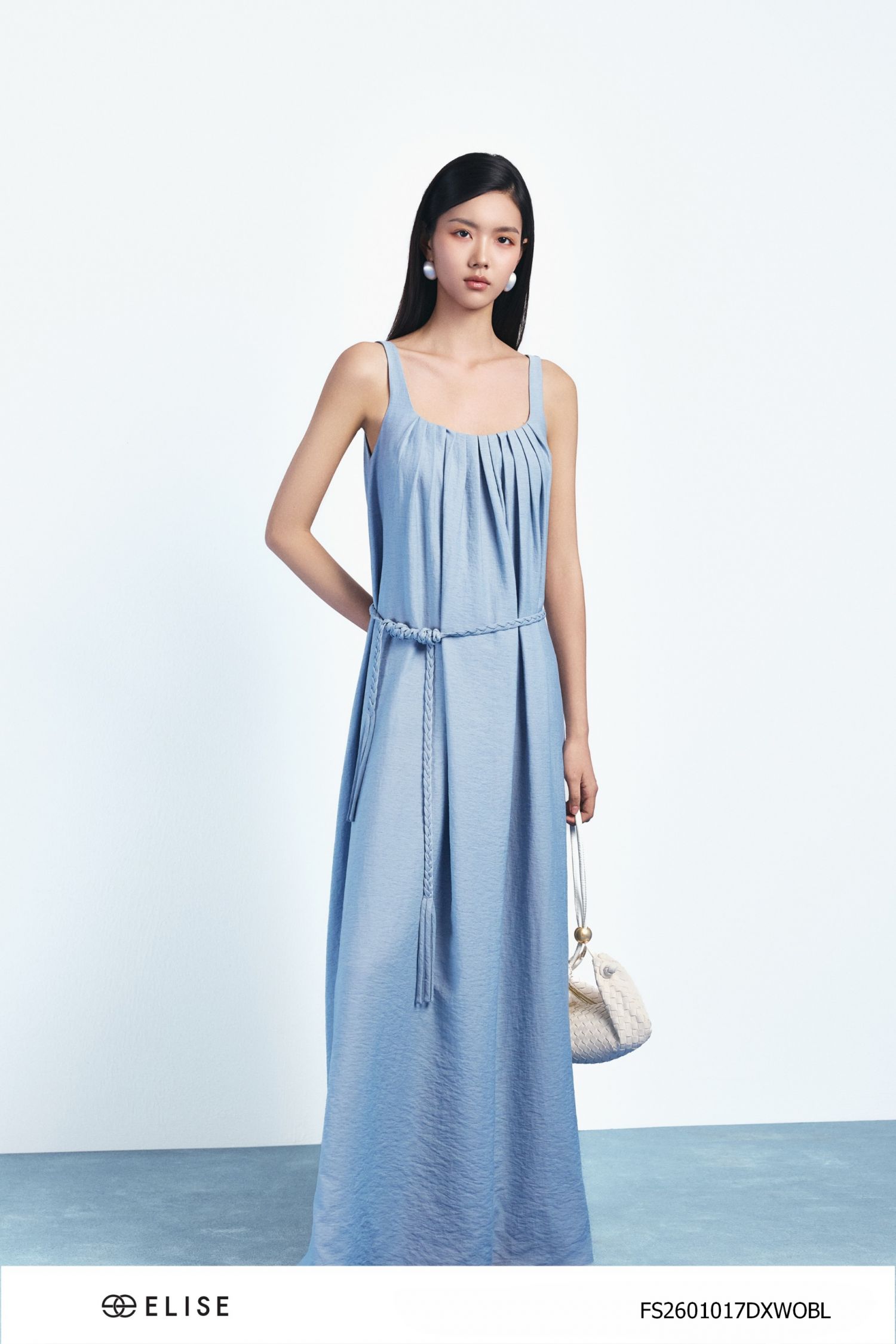 ĐẦM MAXI LINEN XANH MUỐI TIÊU TẾT ĐAI EO