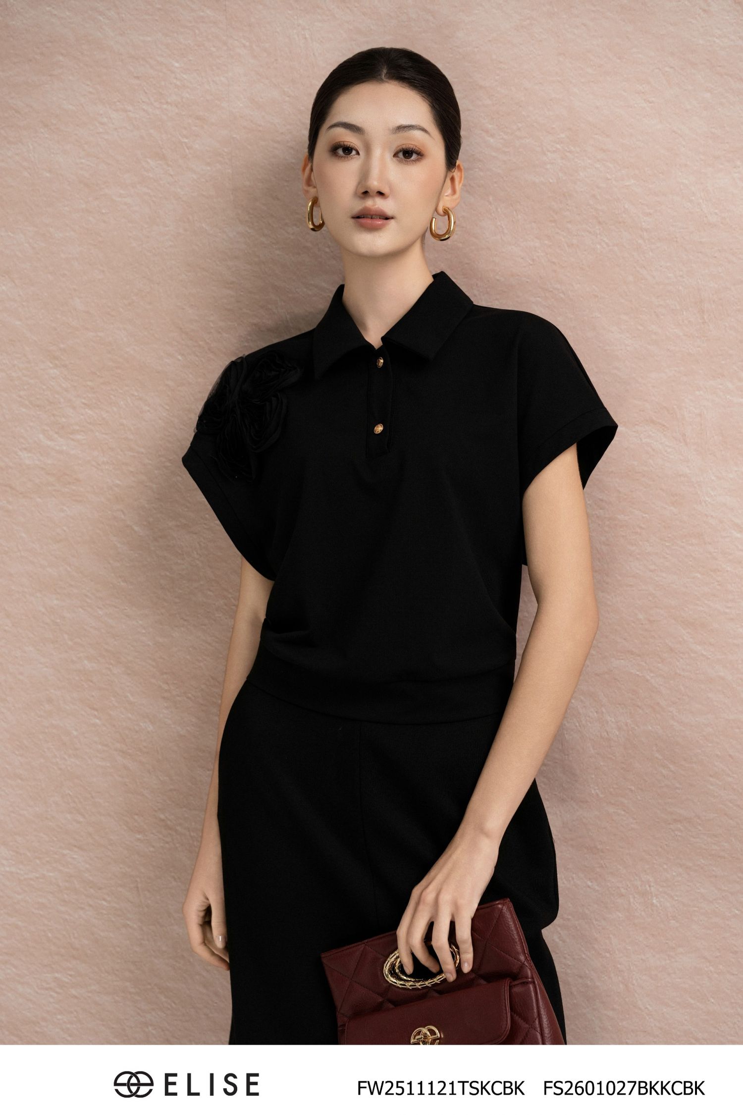 JUPE UMI ĐEN XẺ SAU TÚI CHÉO