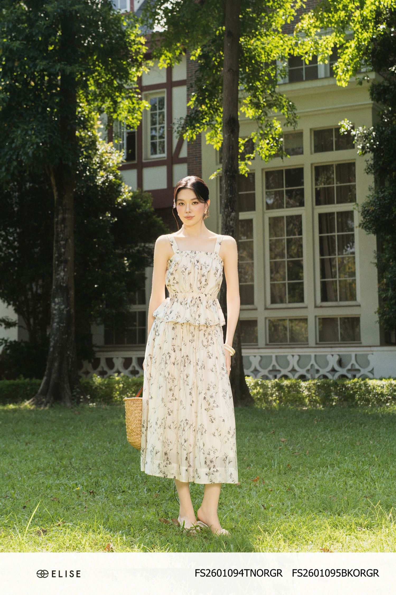 CHÂN VÁY XẾP NHÚN EO HT HOA XÁM