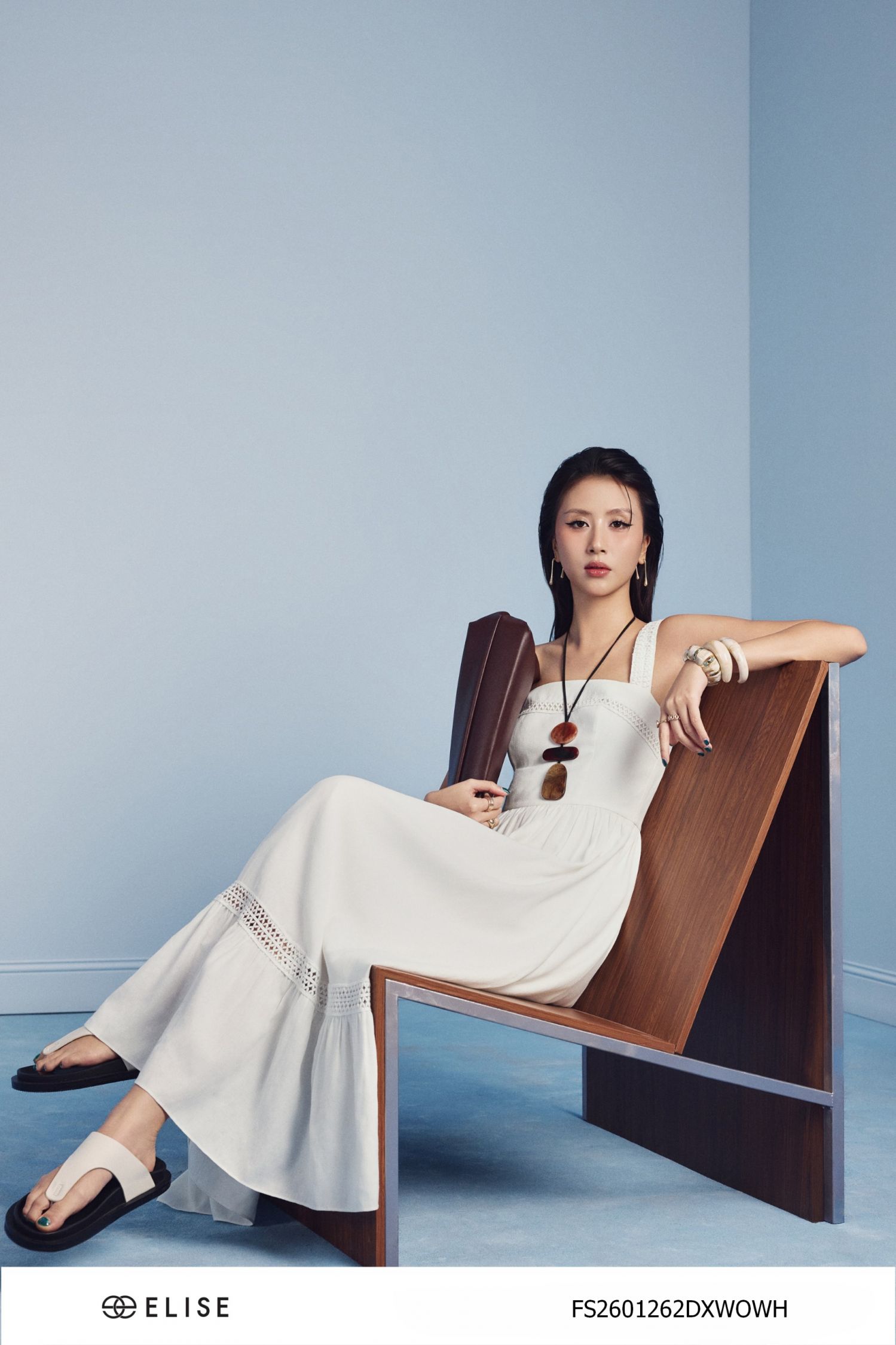 ĐẦM MAXI LINEN TRẮNG HAI DÂY