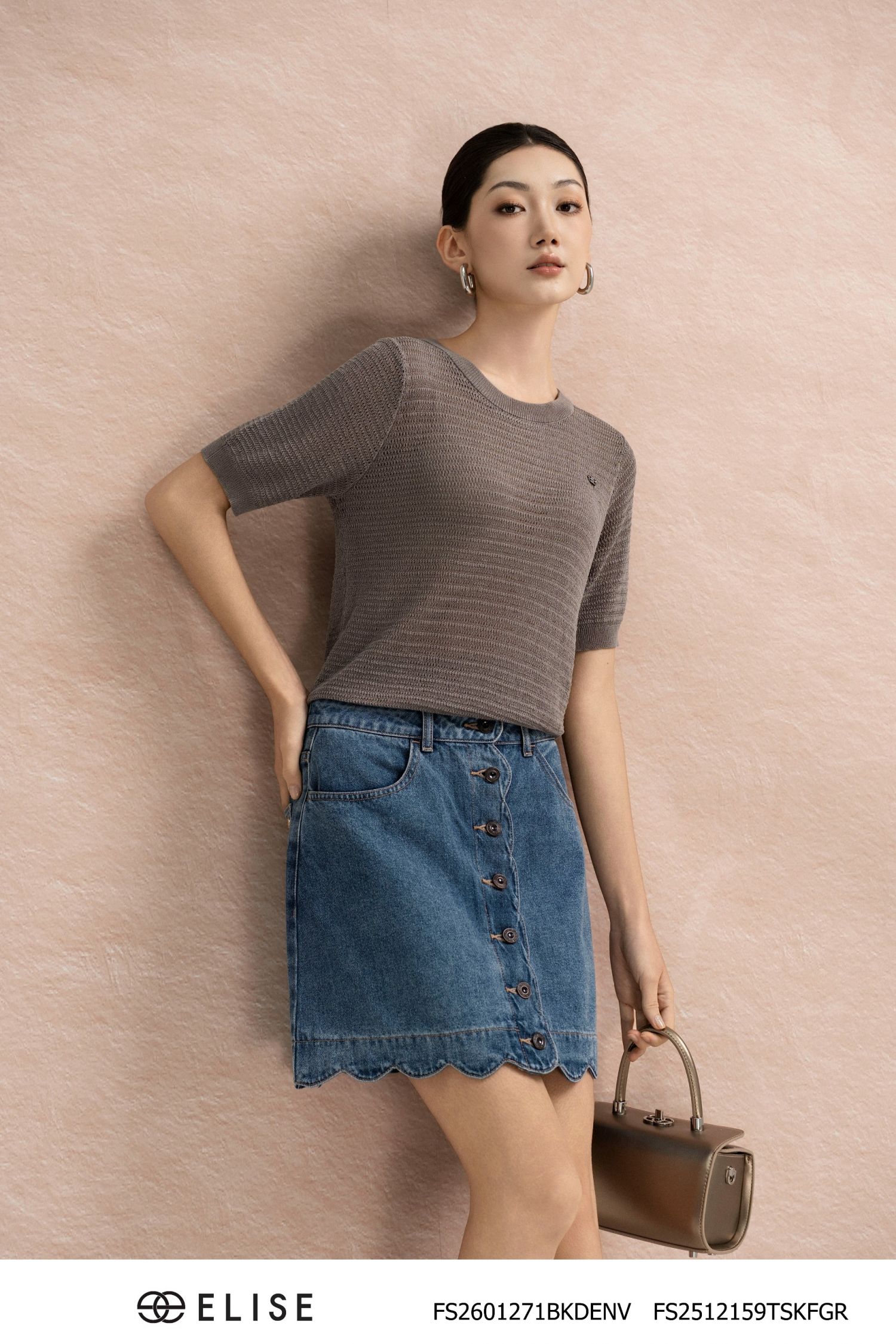 CHÂN VÁY DENIM SÓNG GẤU