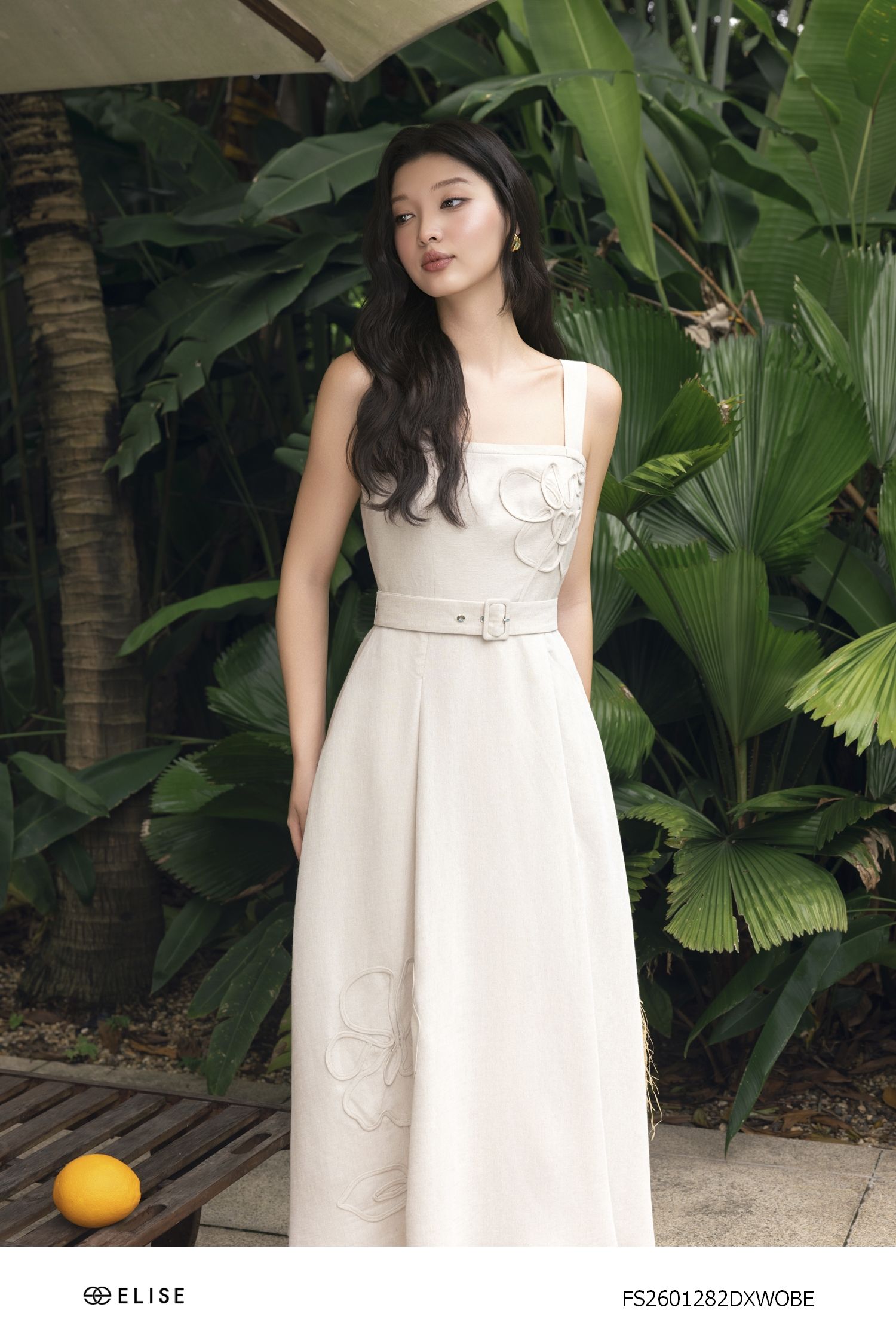 ĐẦM LINEN ĐAI EO CHẠY DÂY HOA