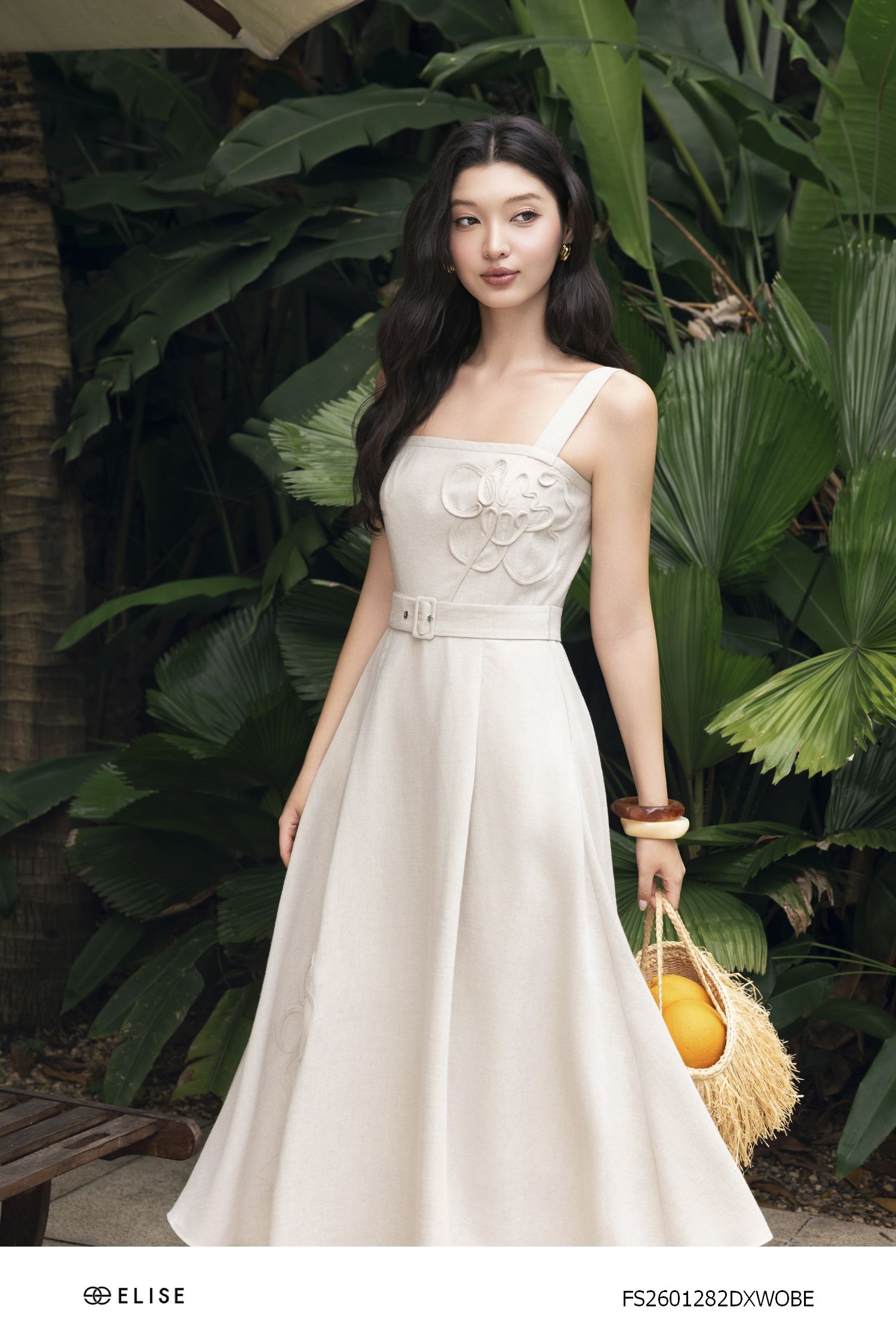 ĐẦM LINEN ĐAI EO CHẠY DÂY HOA