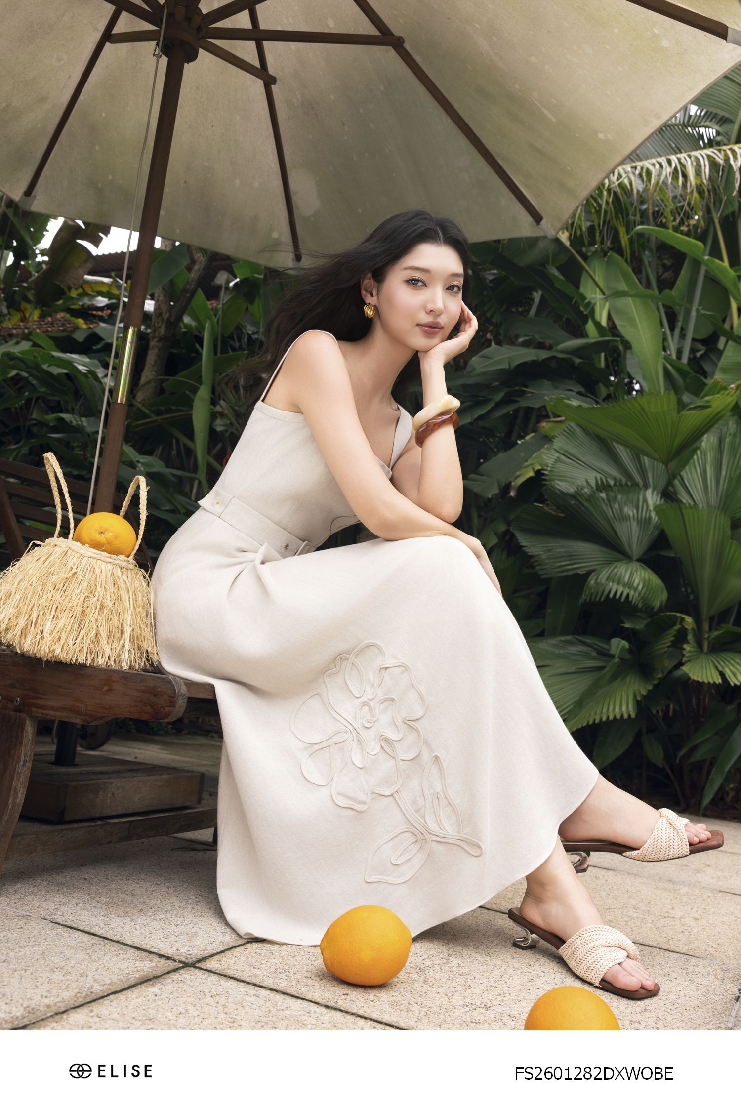 ĐẦM LINEN ĐAI EO CHẠY DÂY HOA