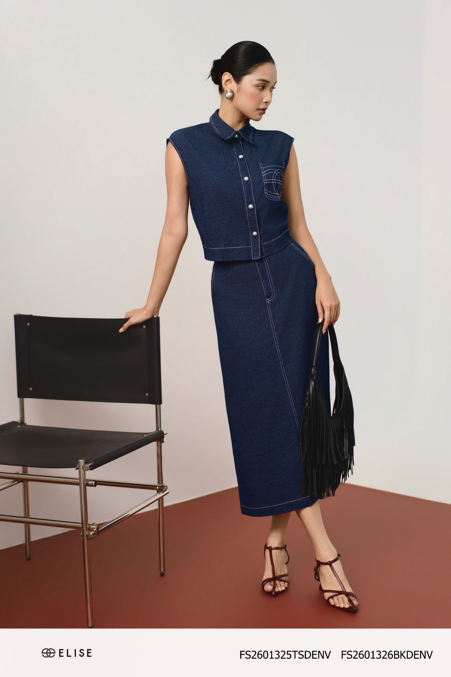 ÁO DENIM VAI CHỜM DIỄU CHỈ