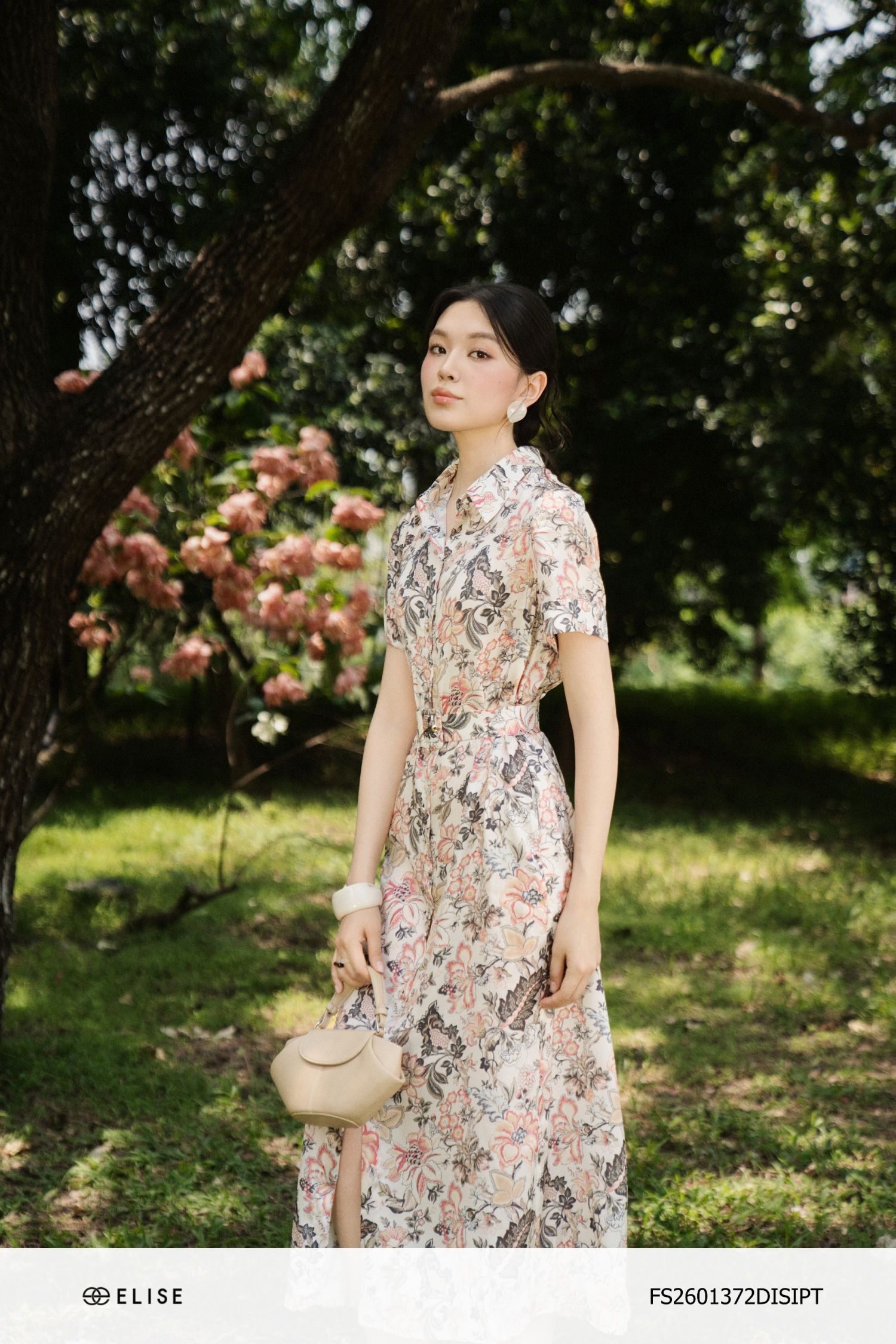 ĐẦM LỤA HT HOA ĐAI EO