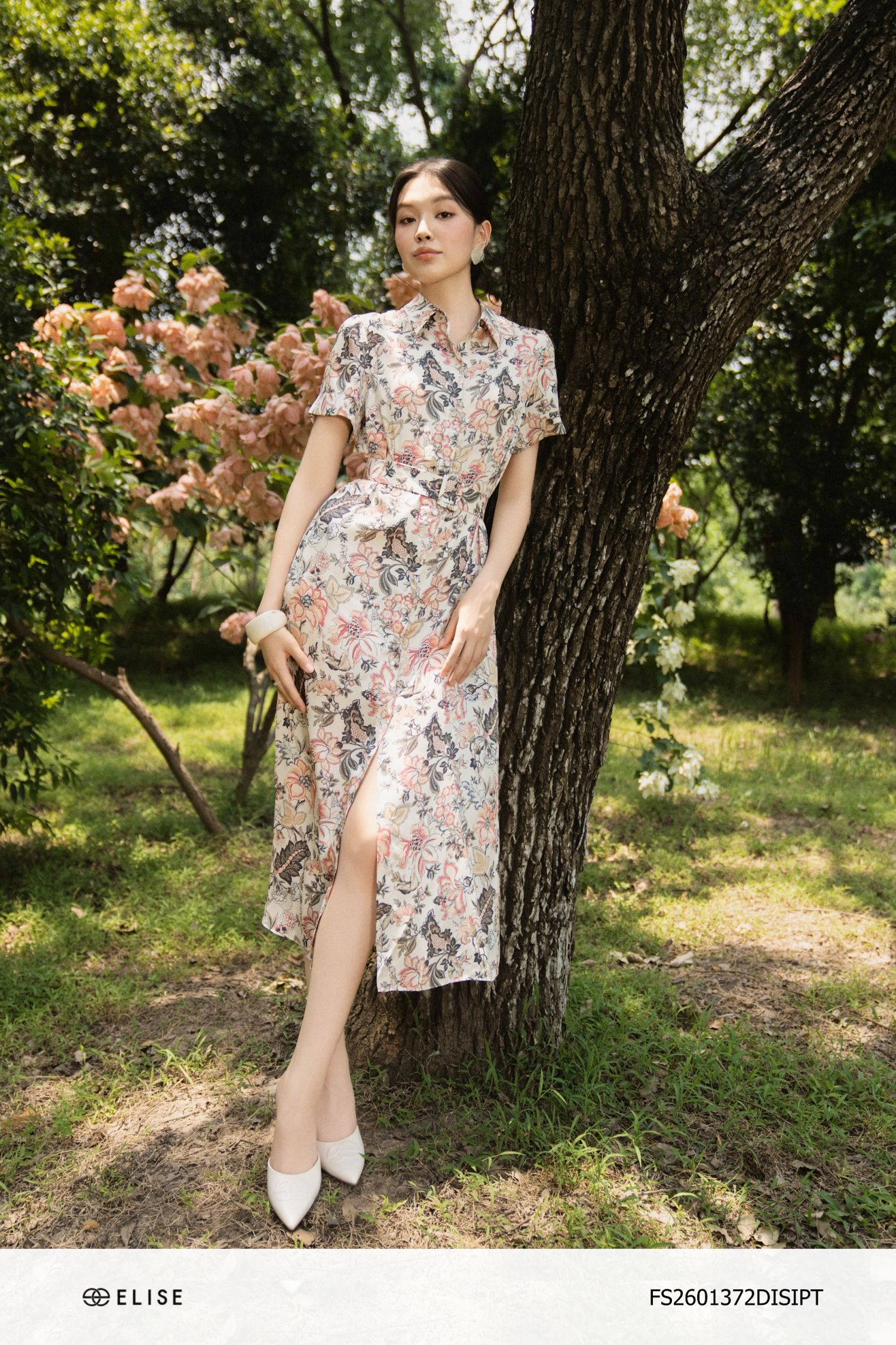 ĐẦM LỤA HT HOA ĐAI EO