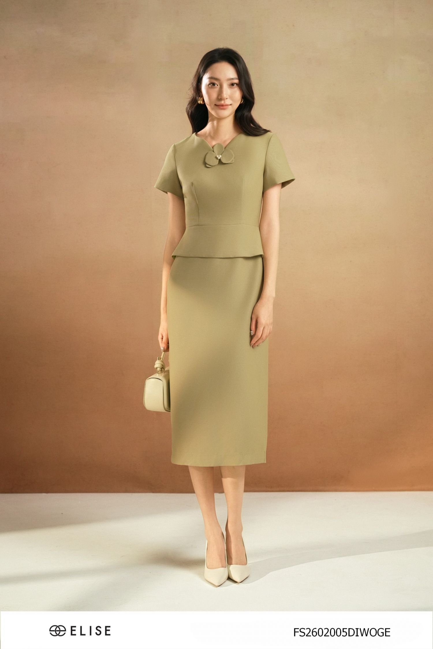 ĐẦM TUYTSY XANH CỐM PEPLUM
