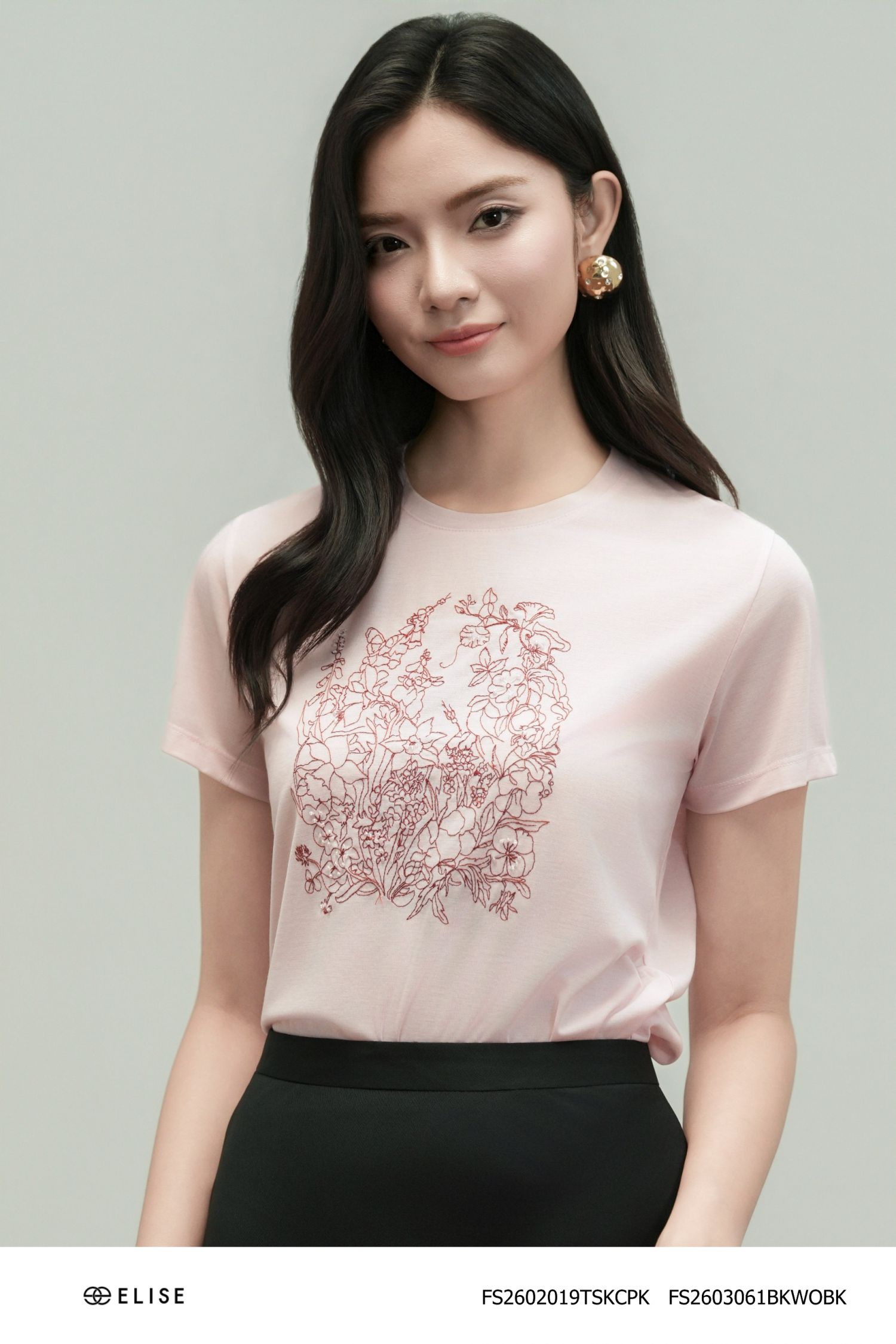ÁO THUN HỒNG THÊU ĐÍNH CƯỜM
