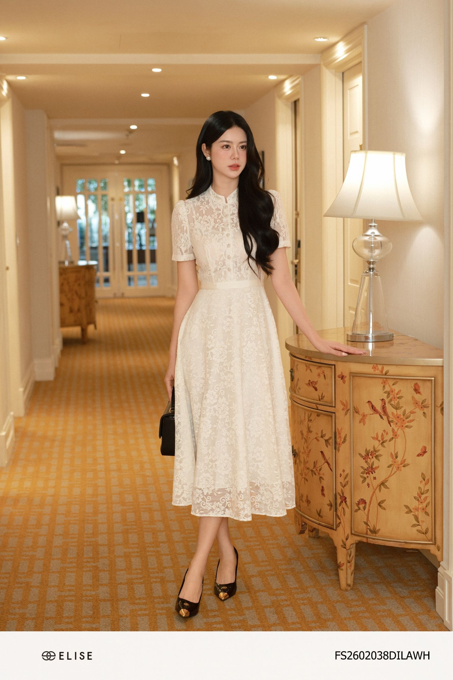 ĐẦM REN LƯỚI HOA TRẮNG