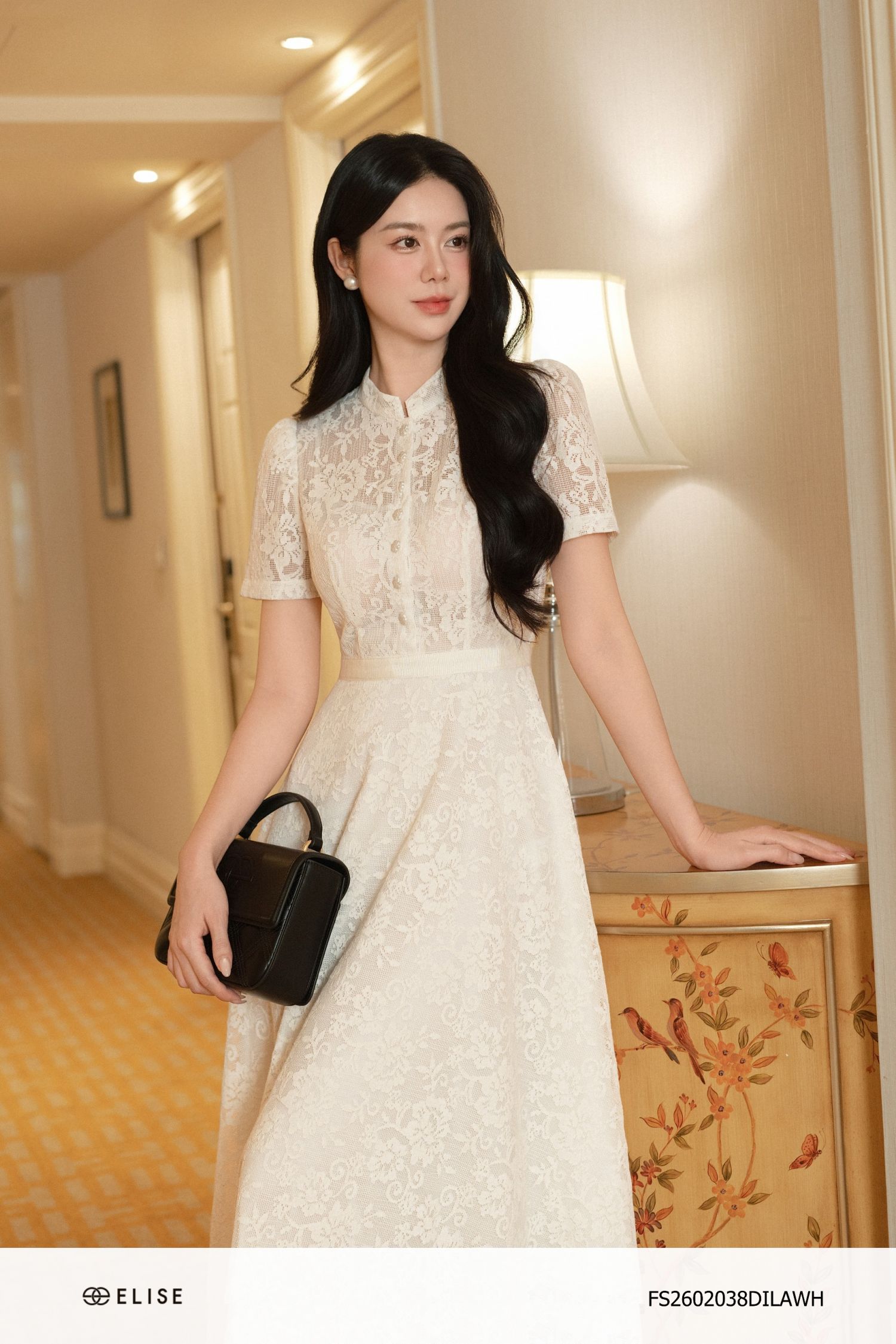 ĐẦM REN LƯỚI HOA TRẮNG