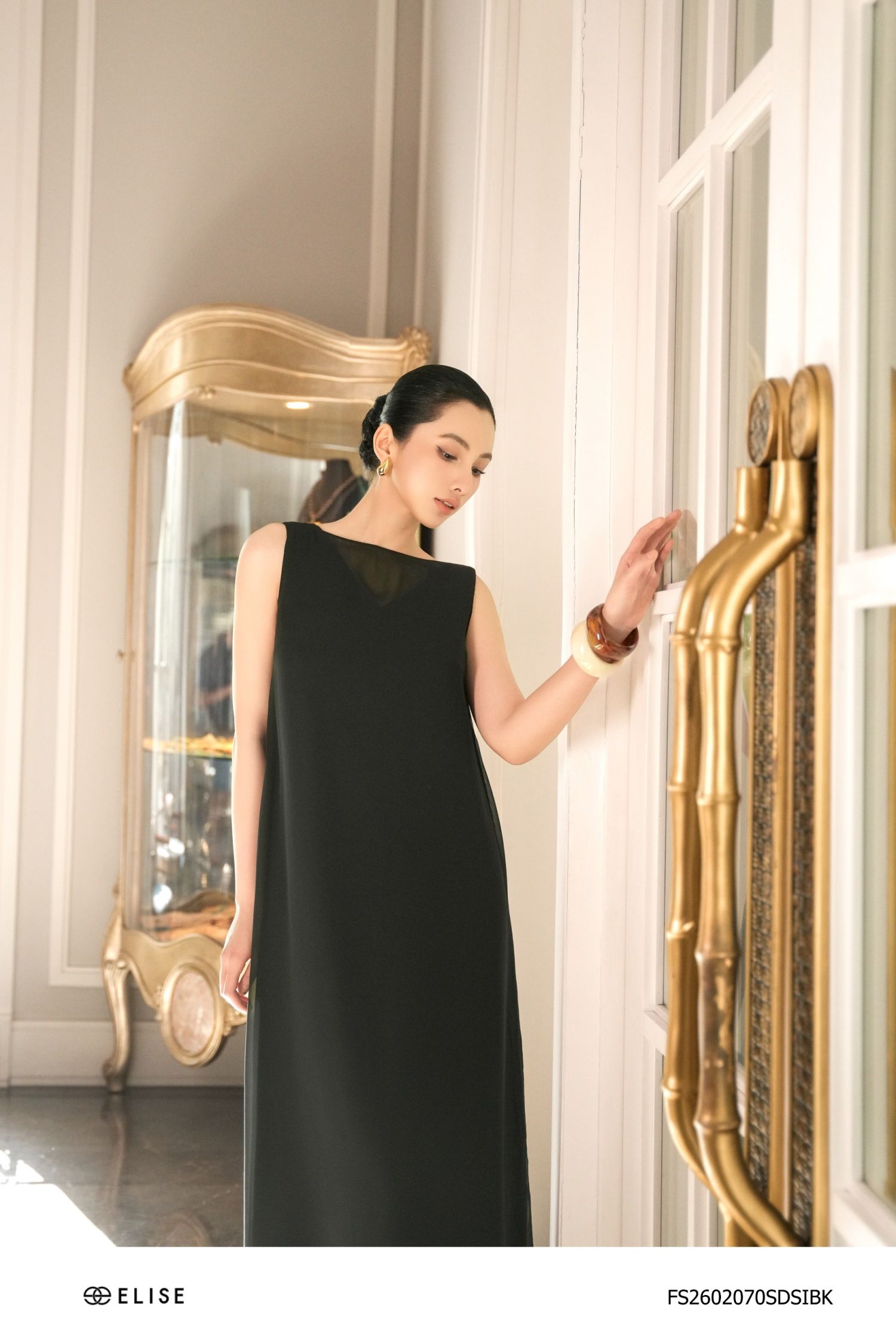 SET ĐẦM LỤA ĐEN KÈM ĐẦM CHIFFON PHỦ