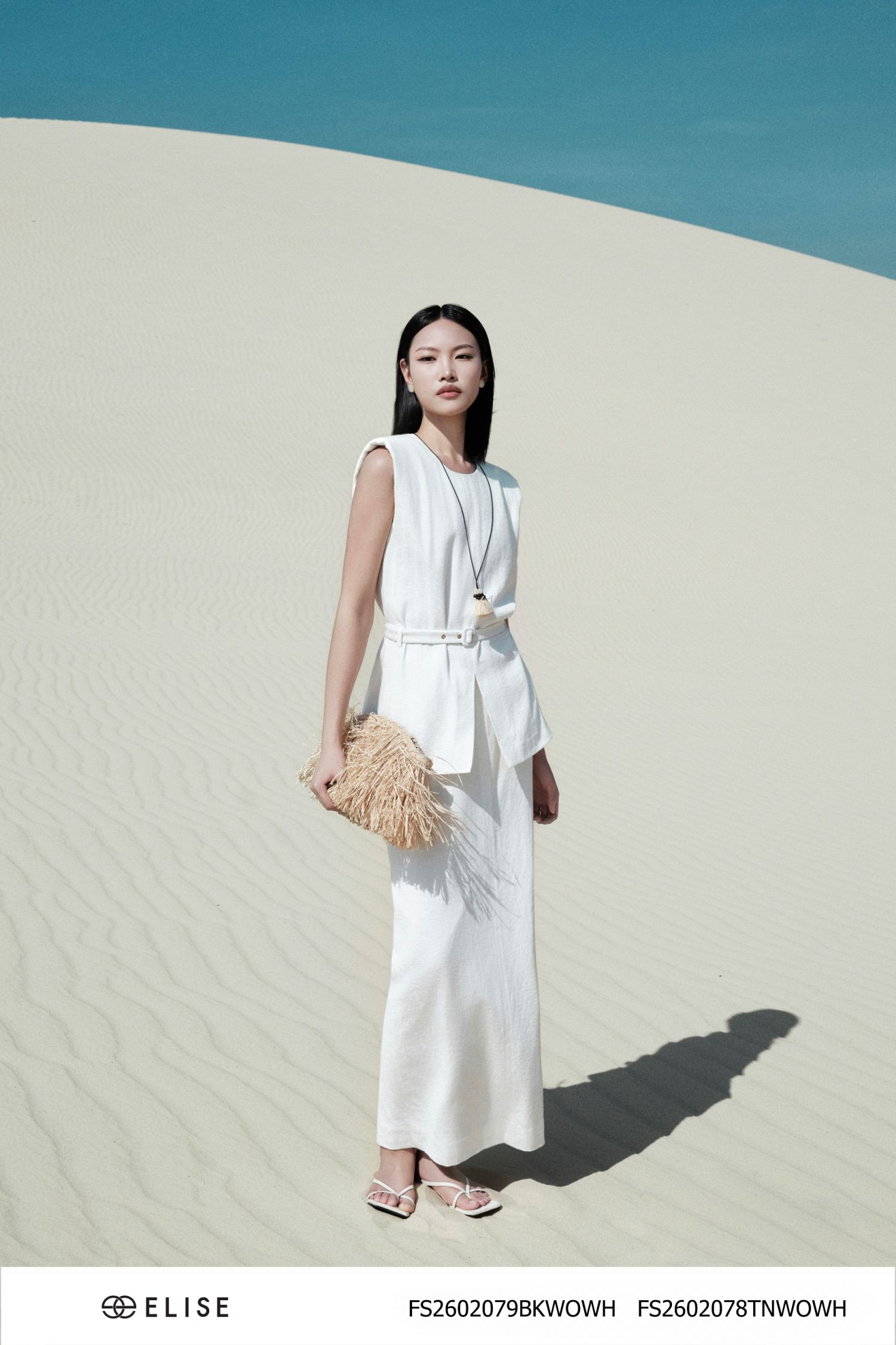 JUPE LINEN TRẮNG XẺ SAU CẠP LIỀN