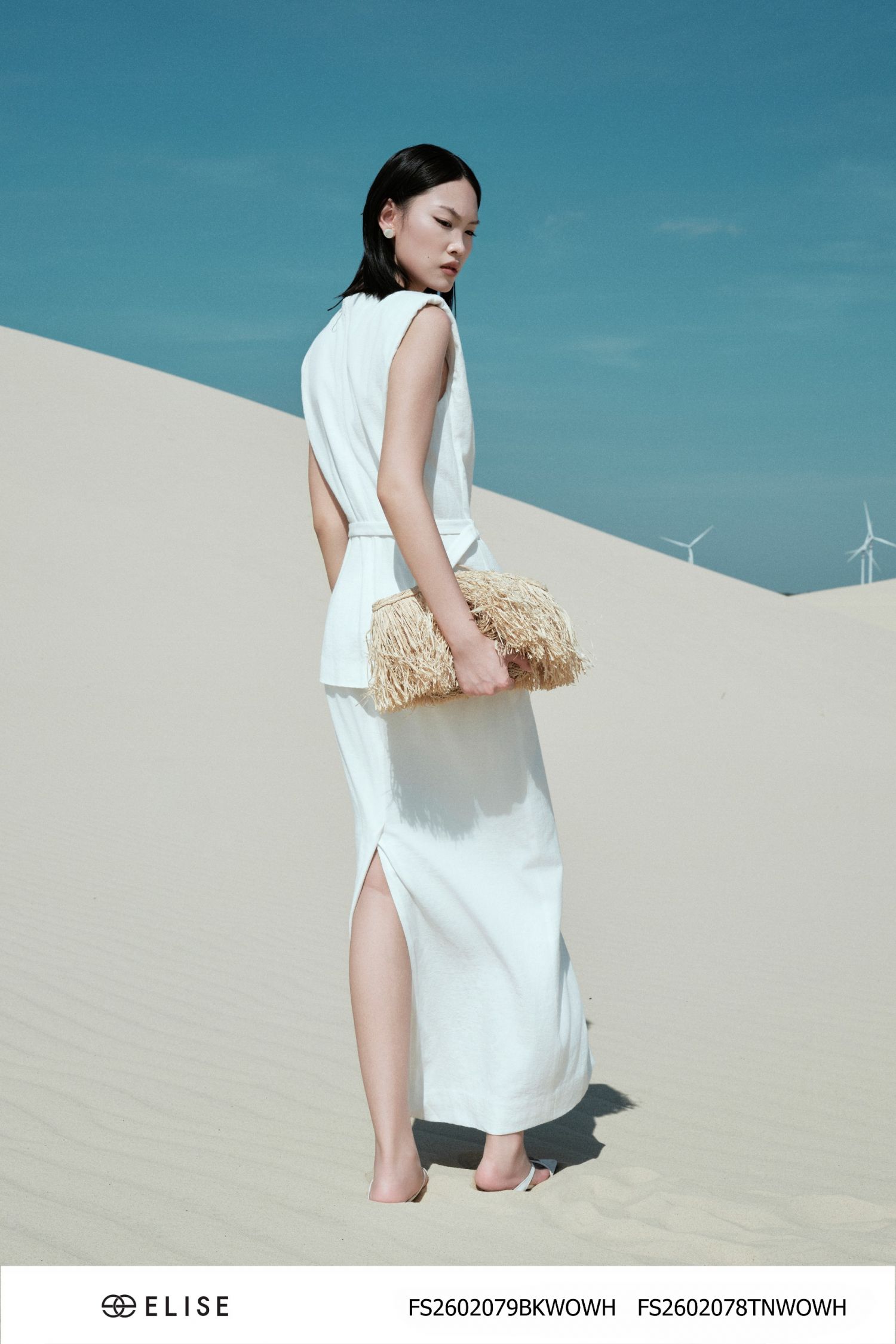 JUPE LINEN TRẮNG XẺ SAU CẠP LIỀN