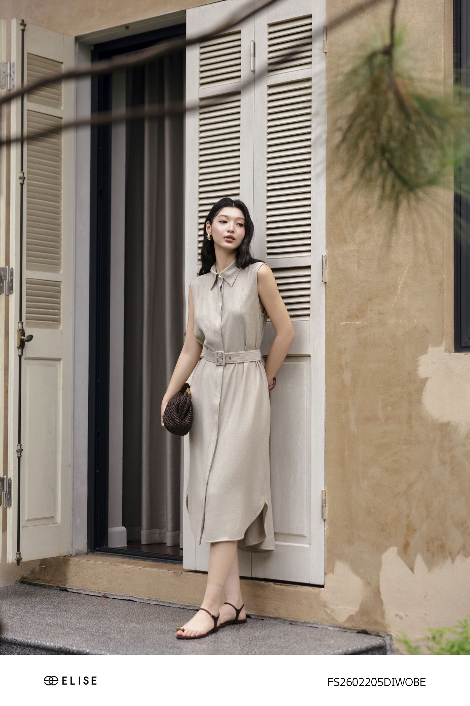 ĐẦM LINEN BE GHI SÁT NÁCH ĐAI EO