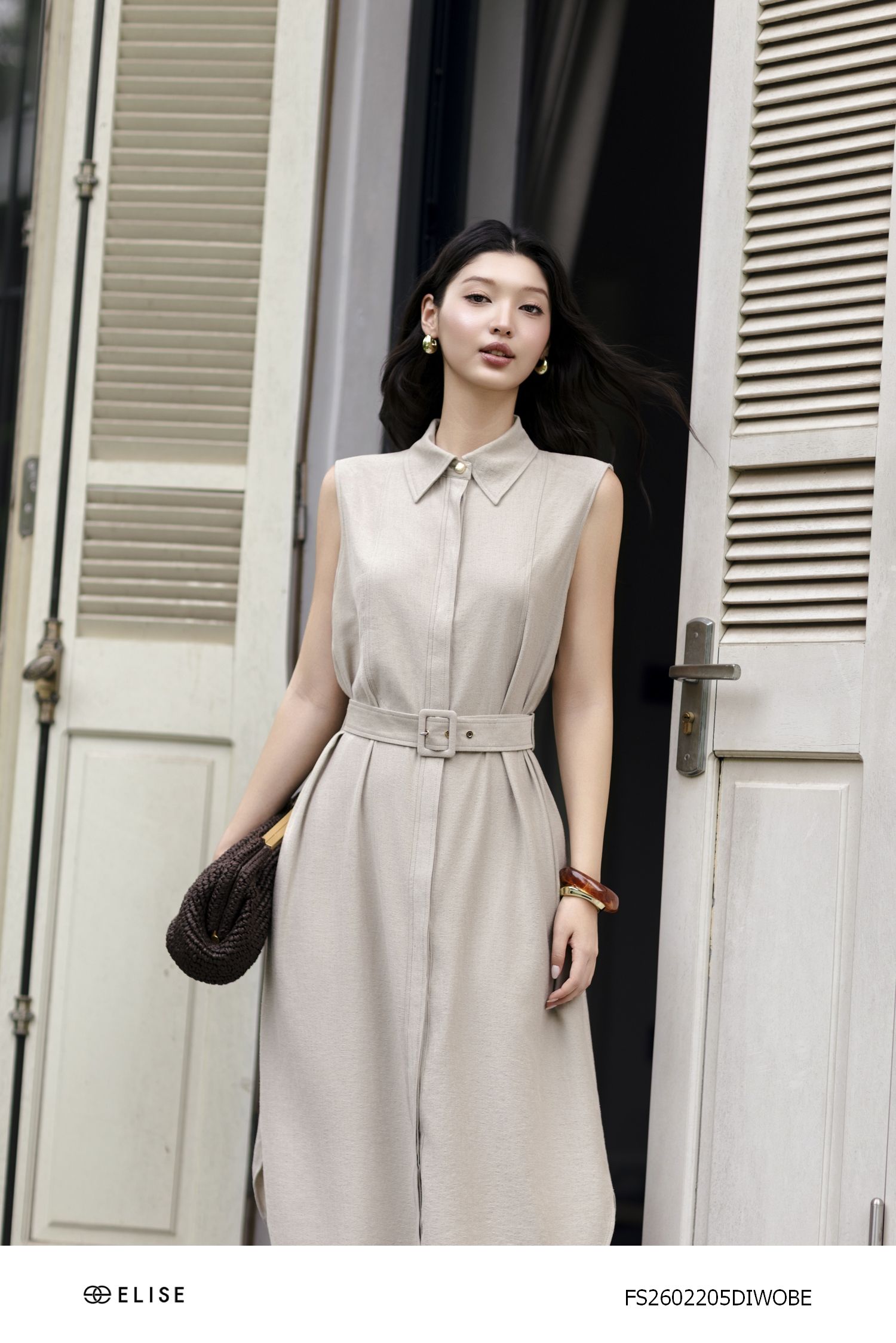 ĐẦM LINEN BE GHI SÁT NÁCH ĐAI EO