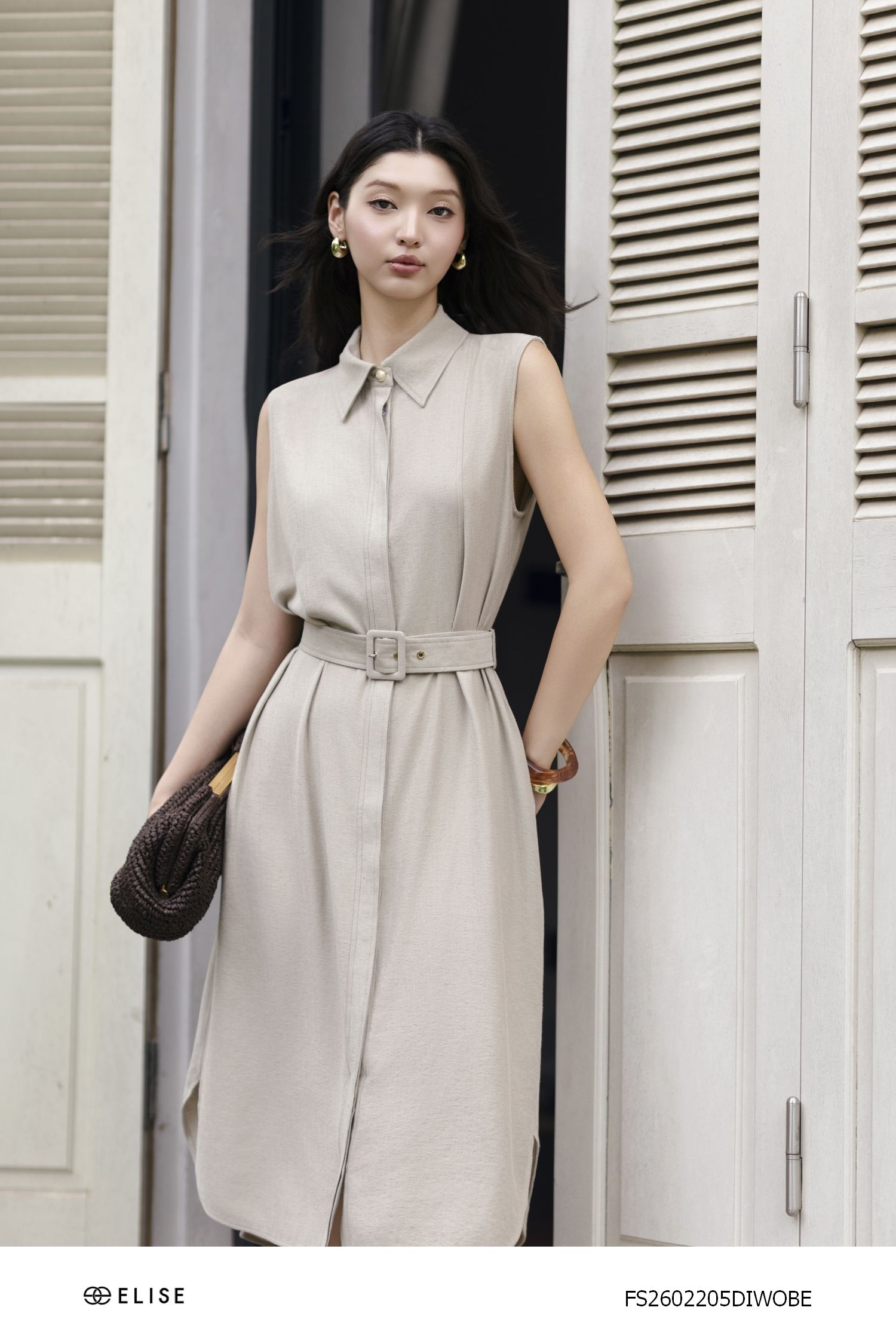 ĐẦM LINEN BE GHI SÁT NÁCH ĐAI EO