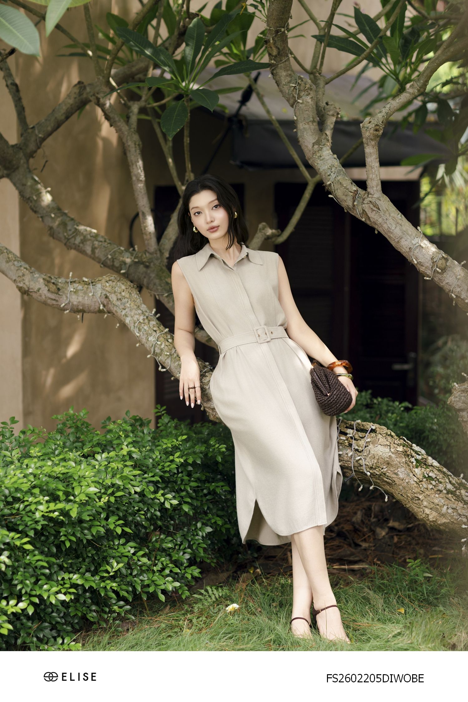 ĐẦM LINEN BE GHI SÁT NÁCH ĐAI EO