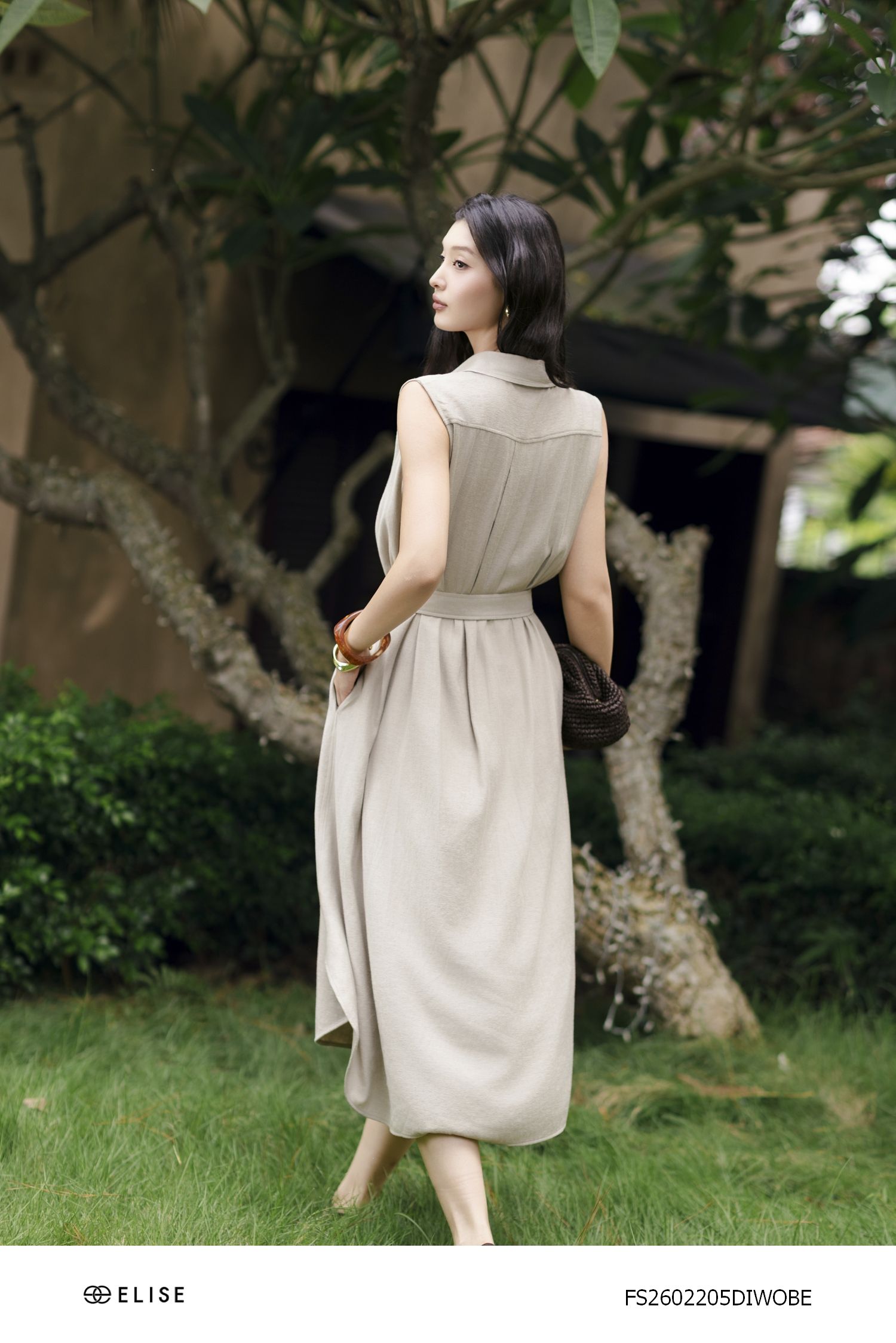 ĐẦM LINEN BE GHI SÁT NÁCH ĐAI EO
